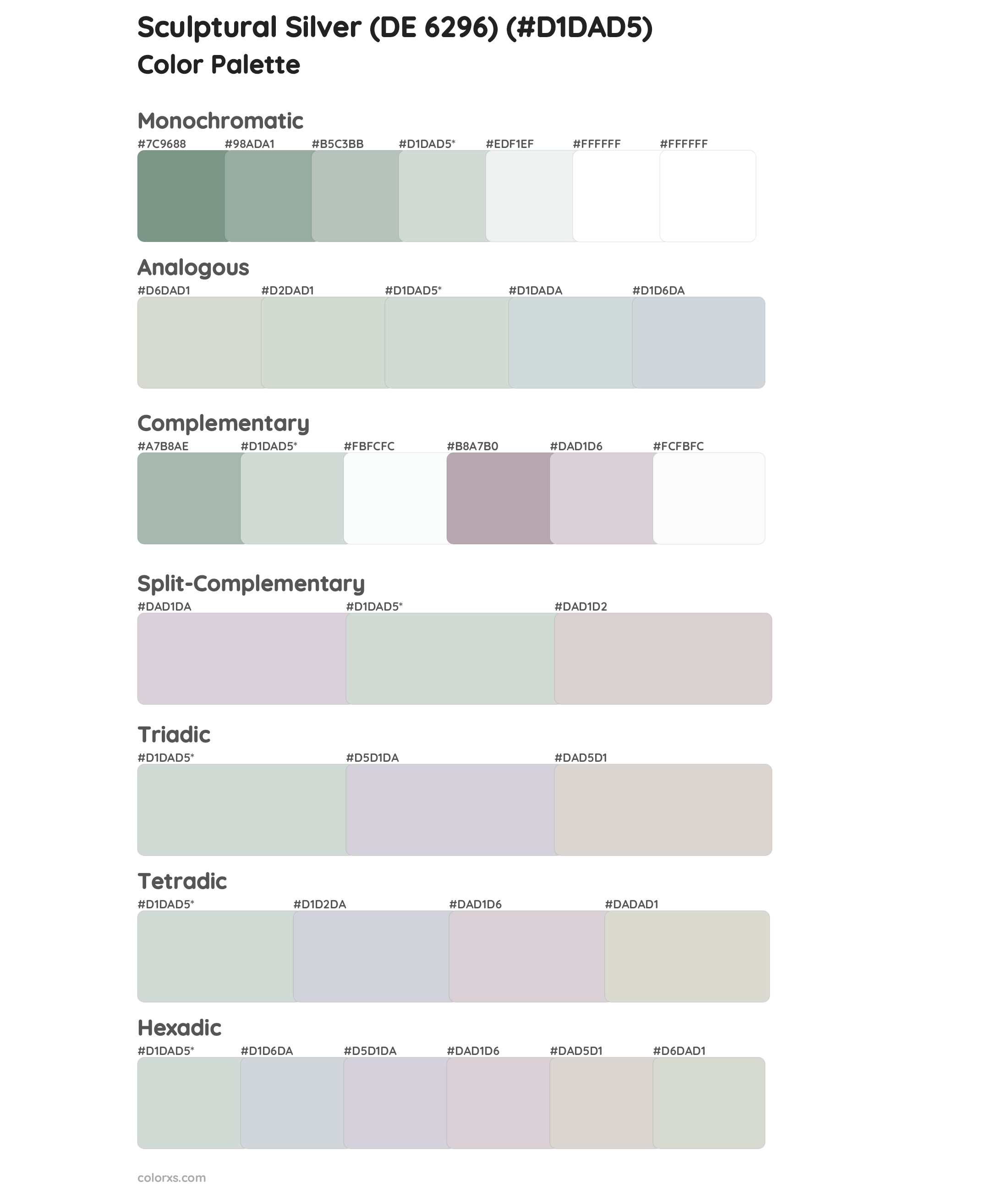 Sculptural Silver (DE 6296) Color Scheme Palettes