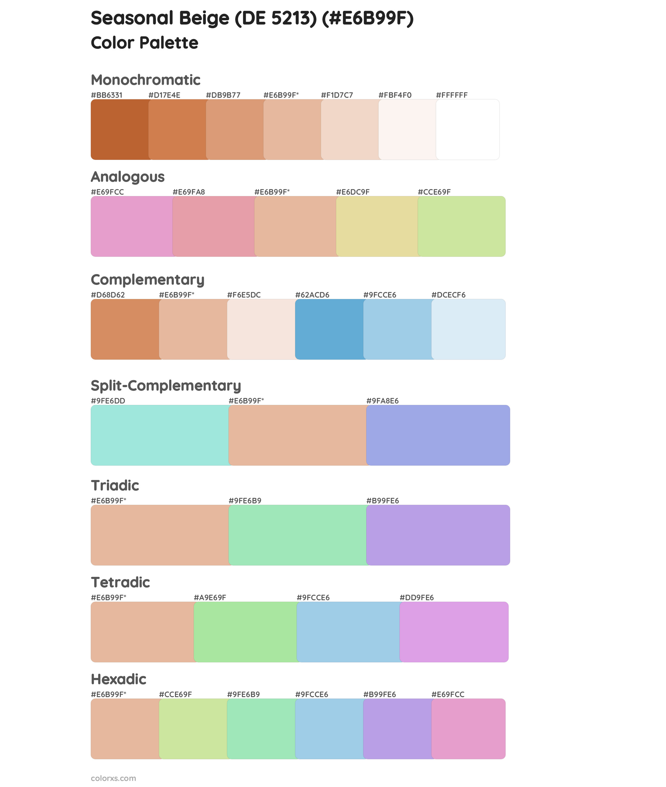 Seasonal Beige (DE 5213) Color Scheme Palettes