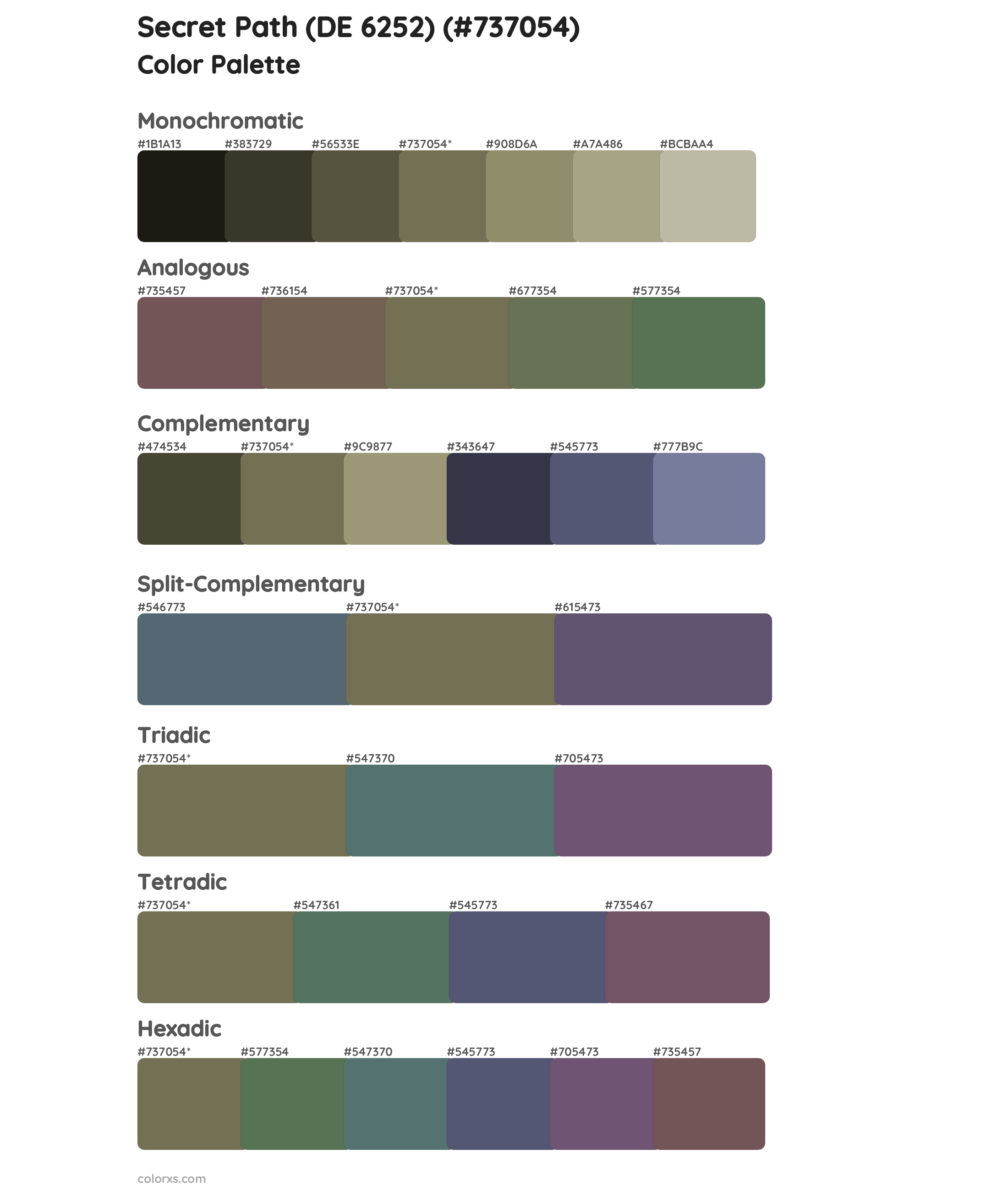 Secret Path (DE 6252) Color Scheme Palettes