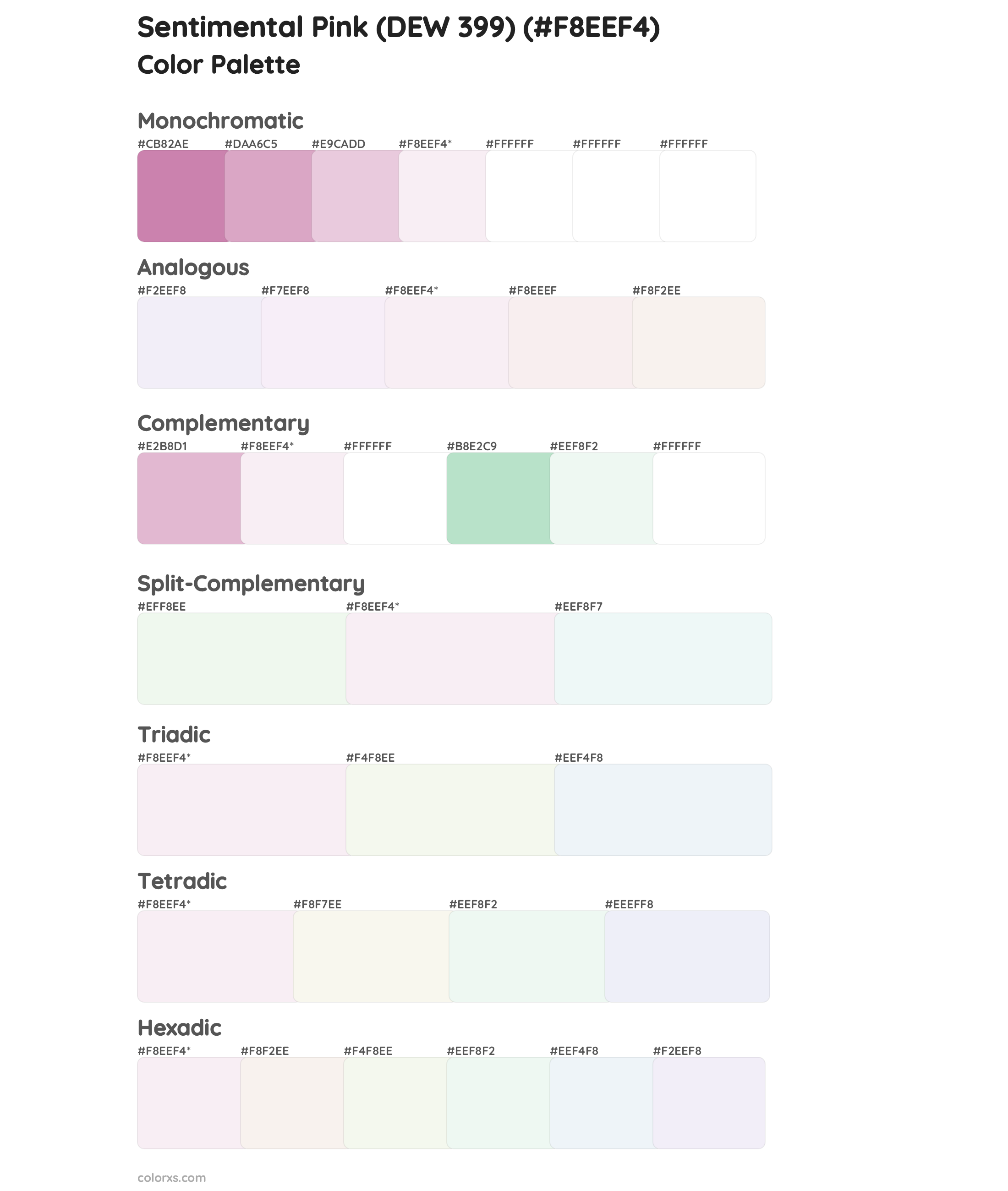 Sentimental Pink (DEW 399) Color Scheme Palettes