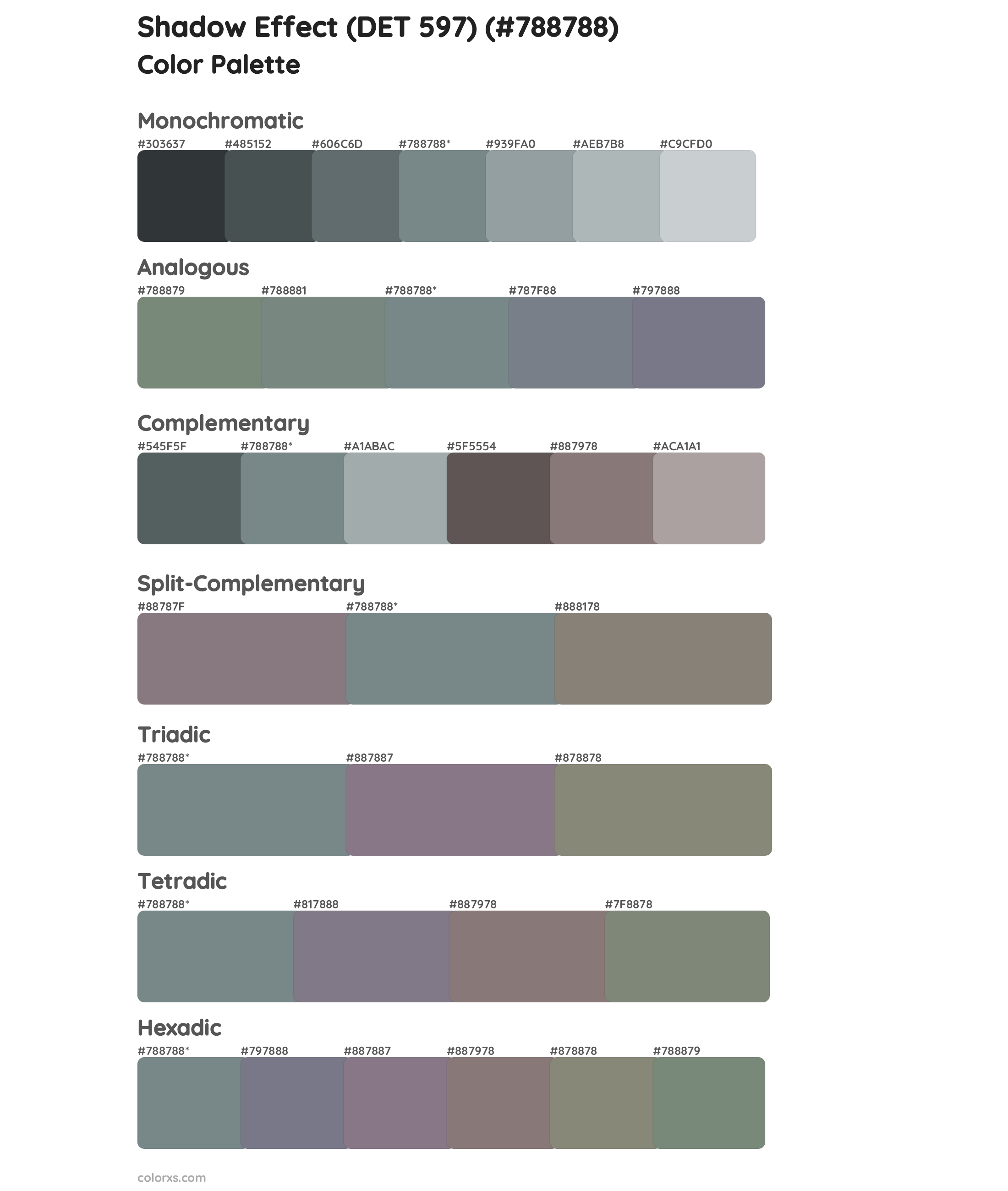 Shadow Effect (DET 597) Color Scheme Palettes