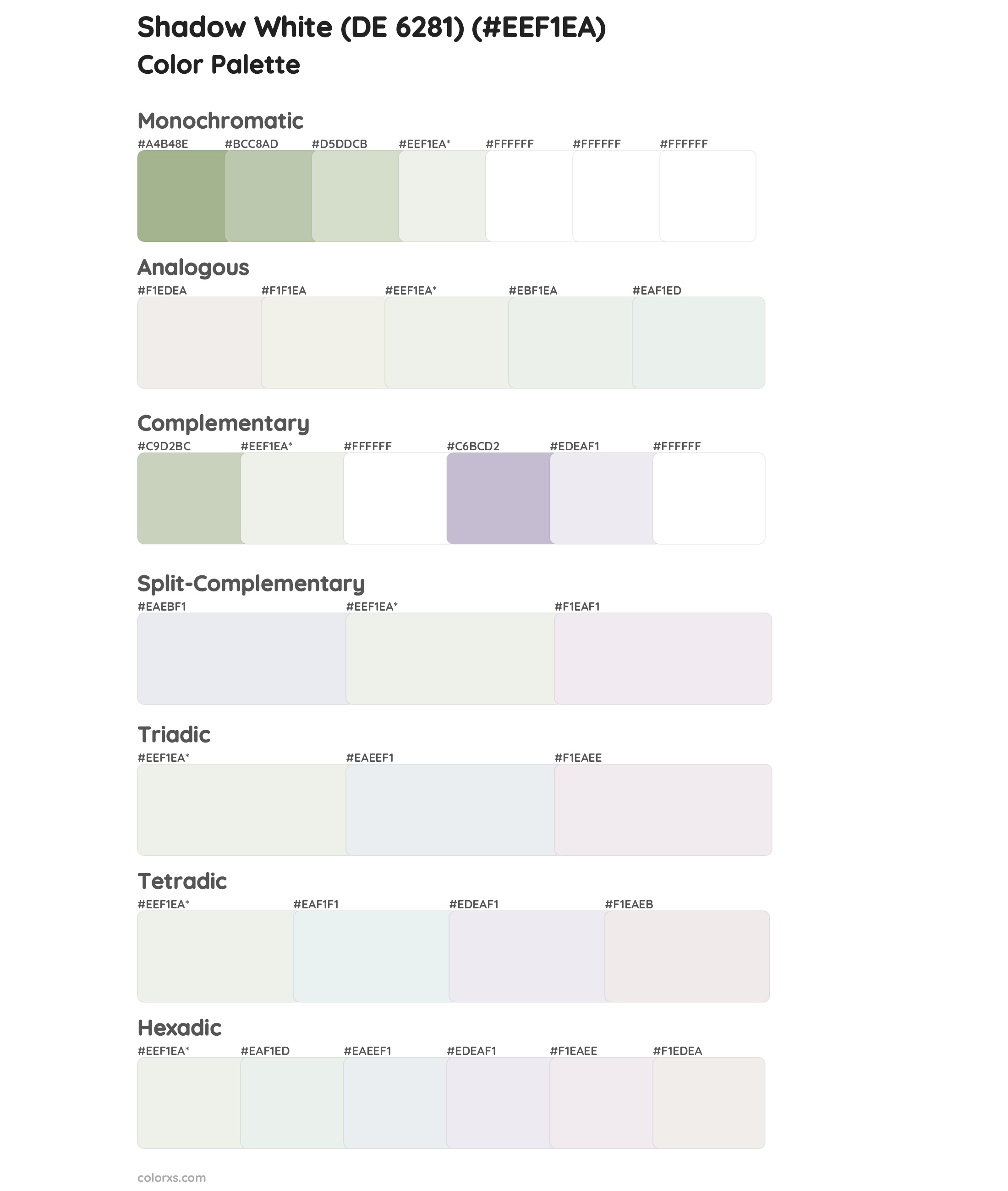 Shadow White (DE 6281) Color Scheme Palettes