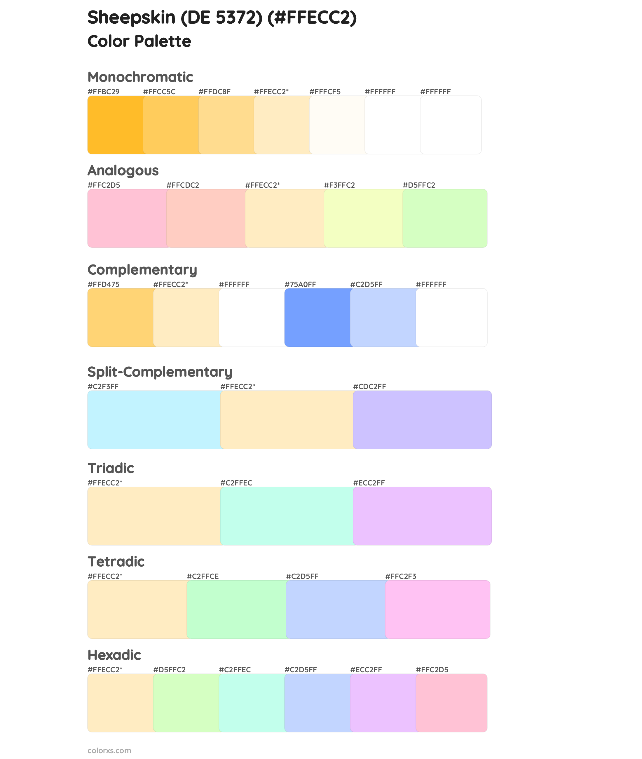 Sheepskin (DE 5372) Color Scheme Palettes