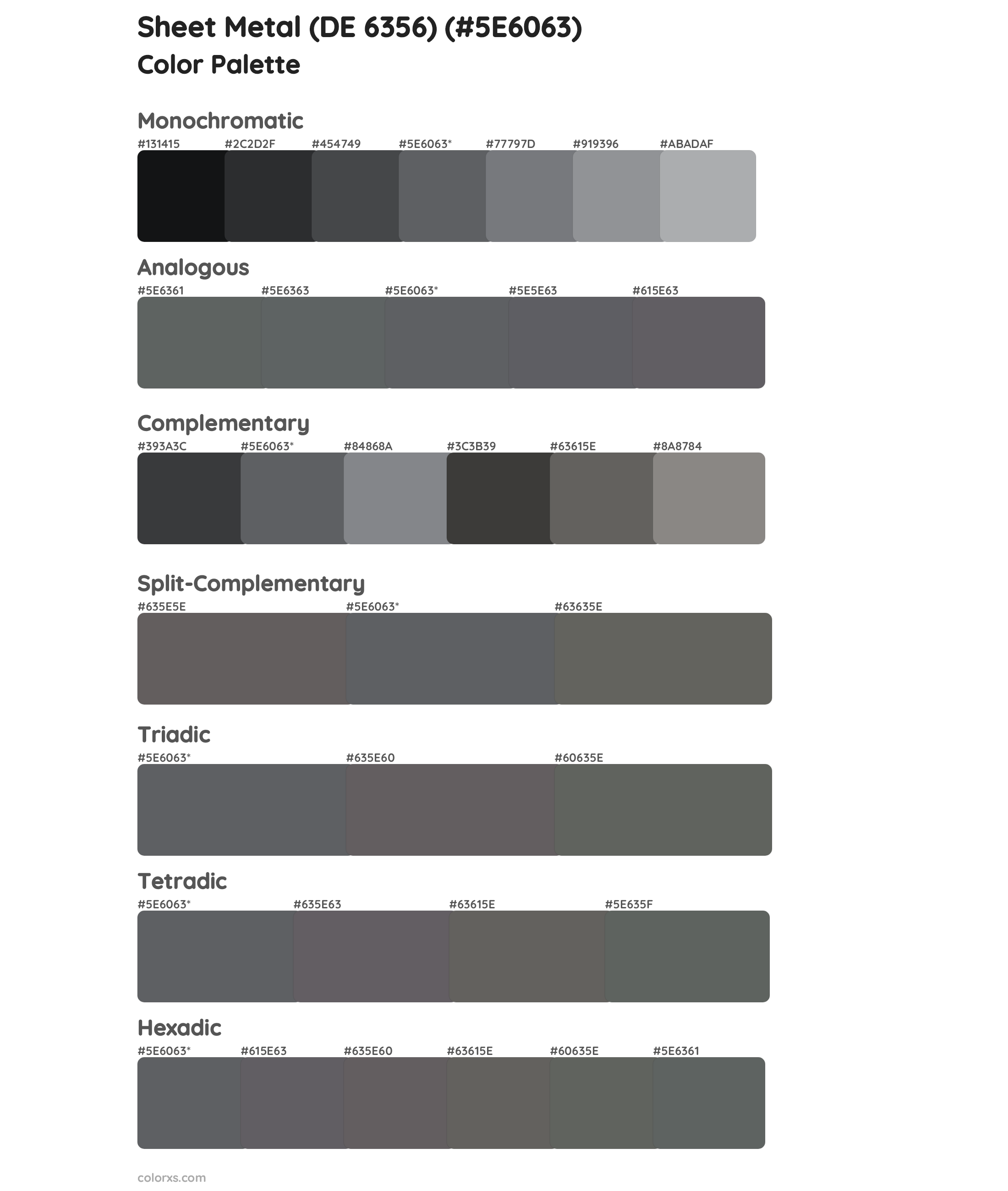 Sheet Metal (DE 6356) Color Scheme Palettes