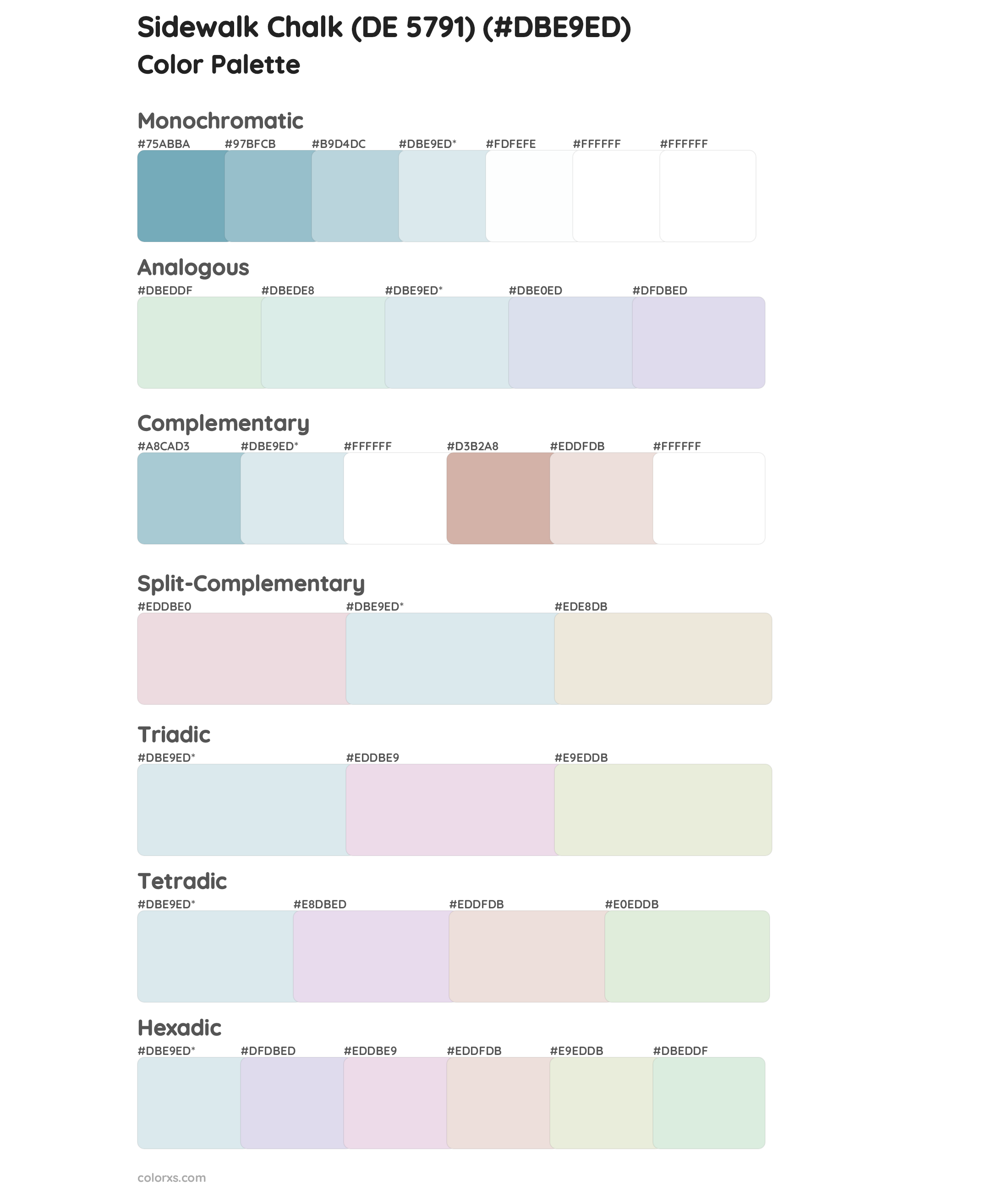 Sidewalk Chalk (DE 5791) Color Scheme Palettes