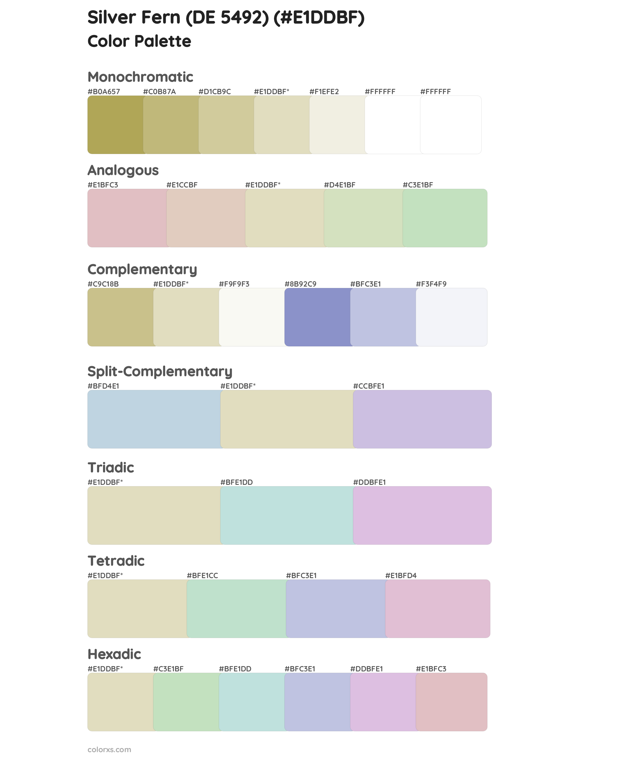 Silver Fern (DE 5492) Color Scheme Palettes