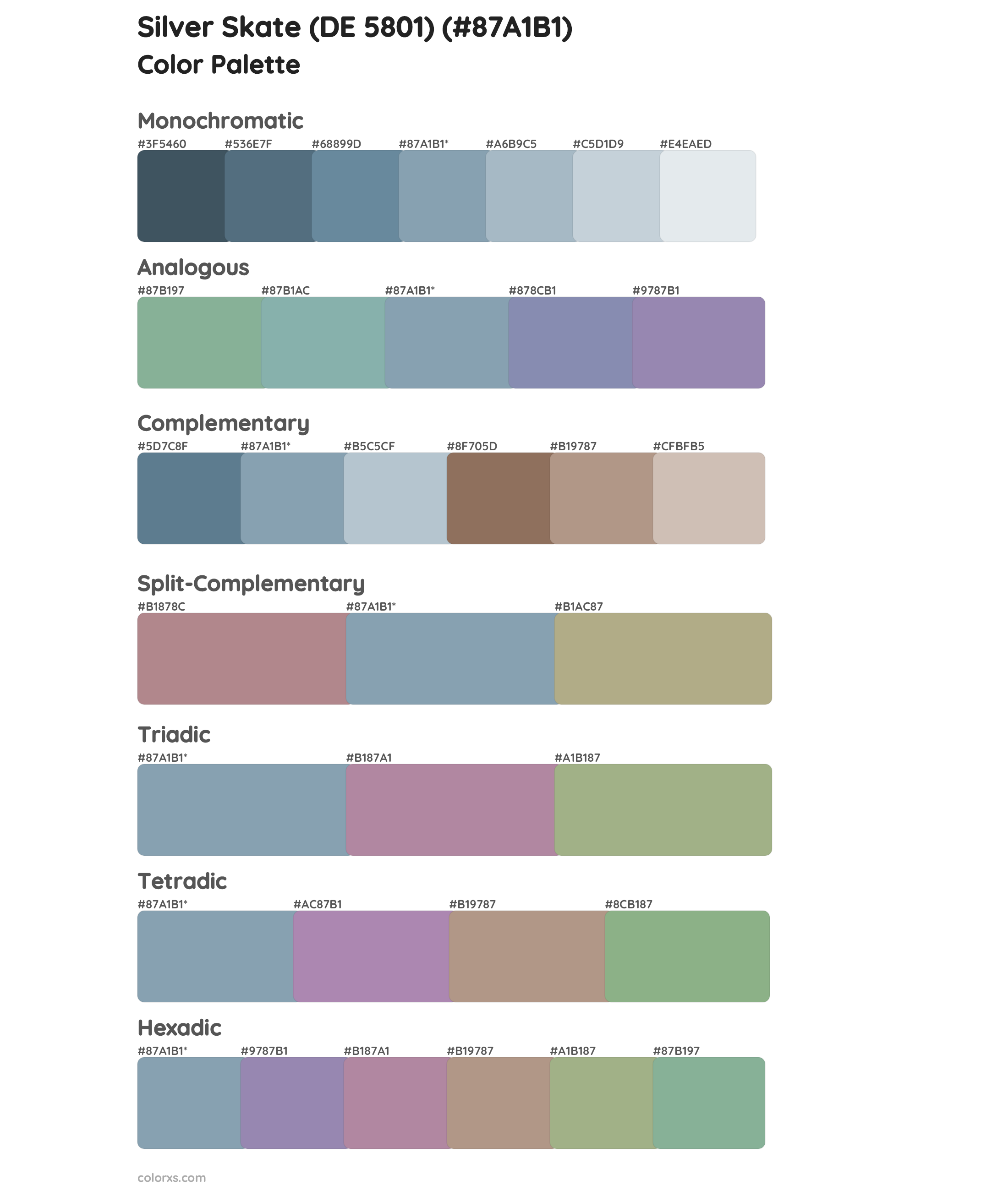 Silver Skate (DE 5801) Color Scheme Palettes