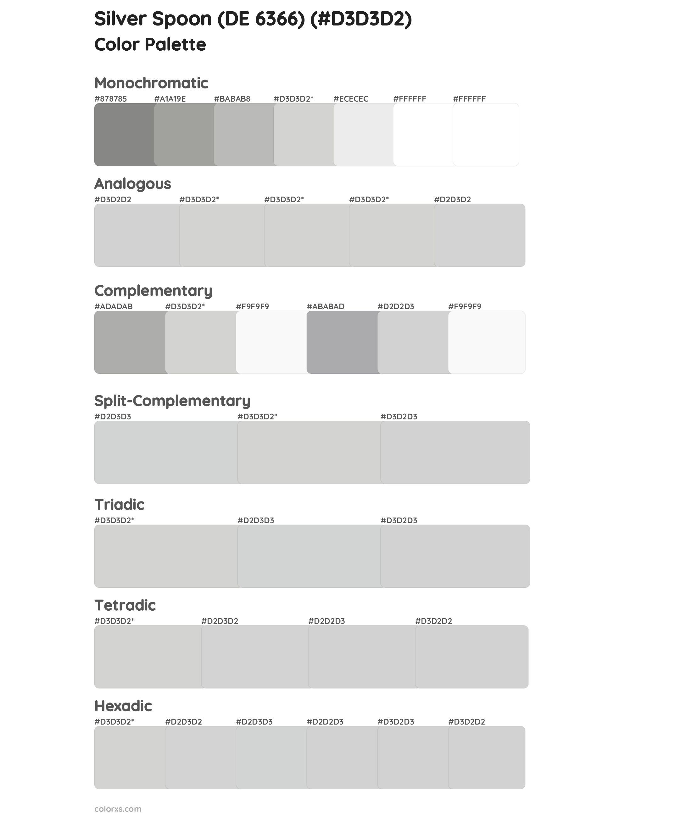 Silver Spoon (DE 6366) Color Scheme Palettes