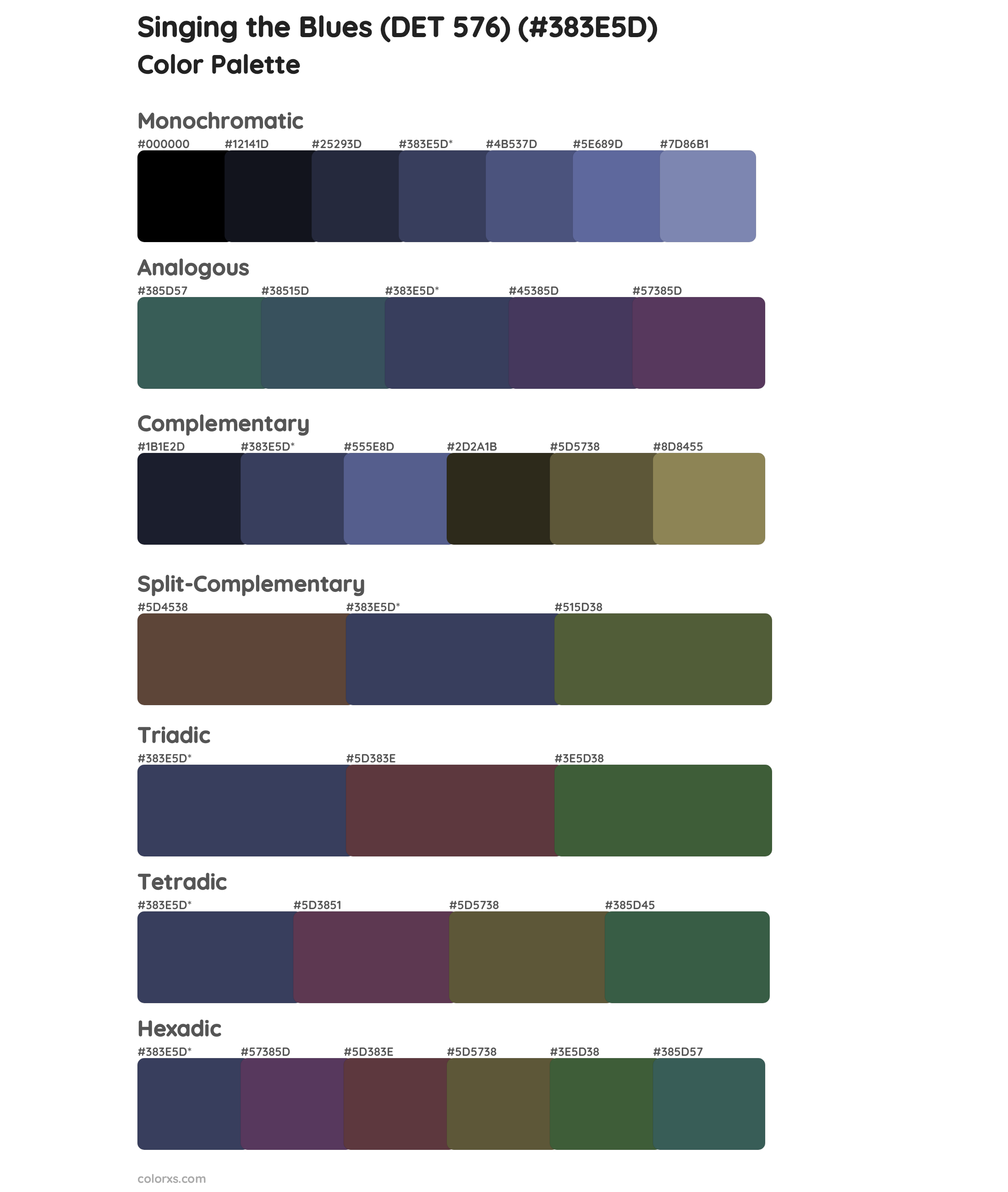 Singing the Blues (DET 576) Color Scheme Palettes