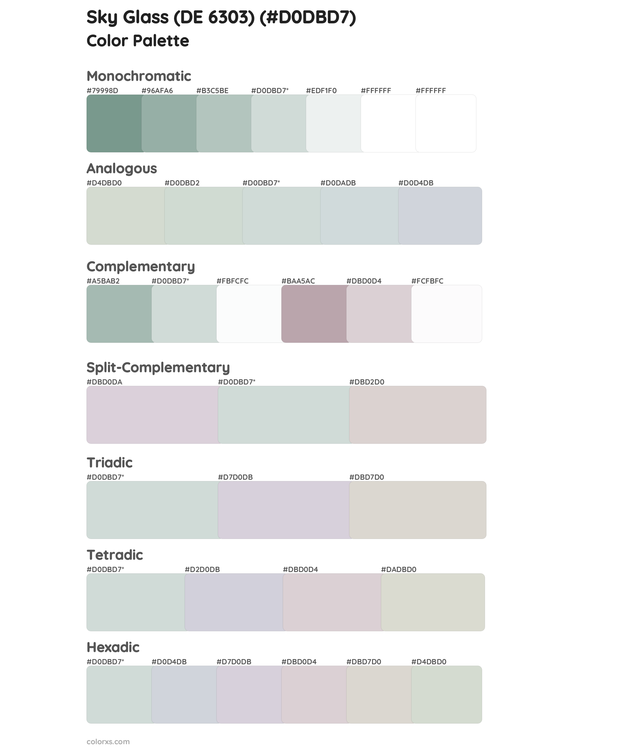 Sky Glass (DE 6303) Color Scheme Palettes