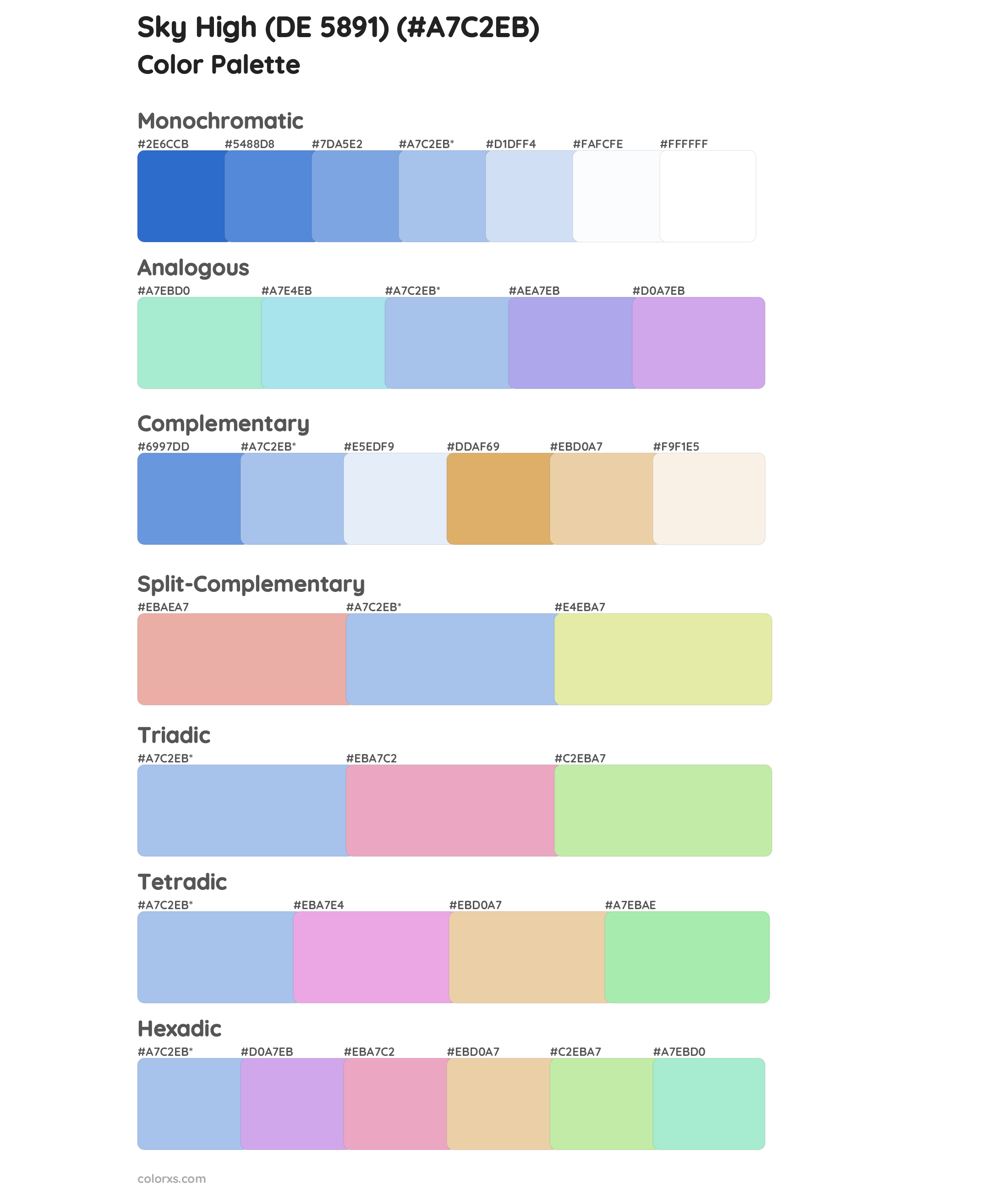 Sky High (DE 5891) Color Scheme Palettes