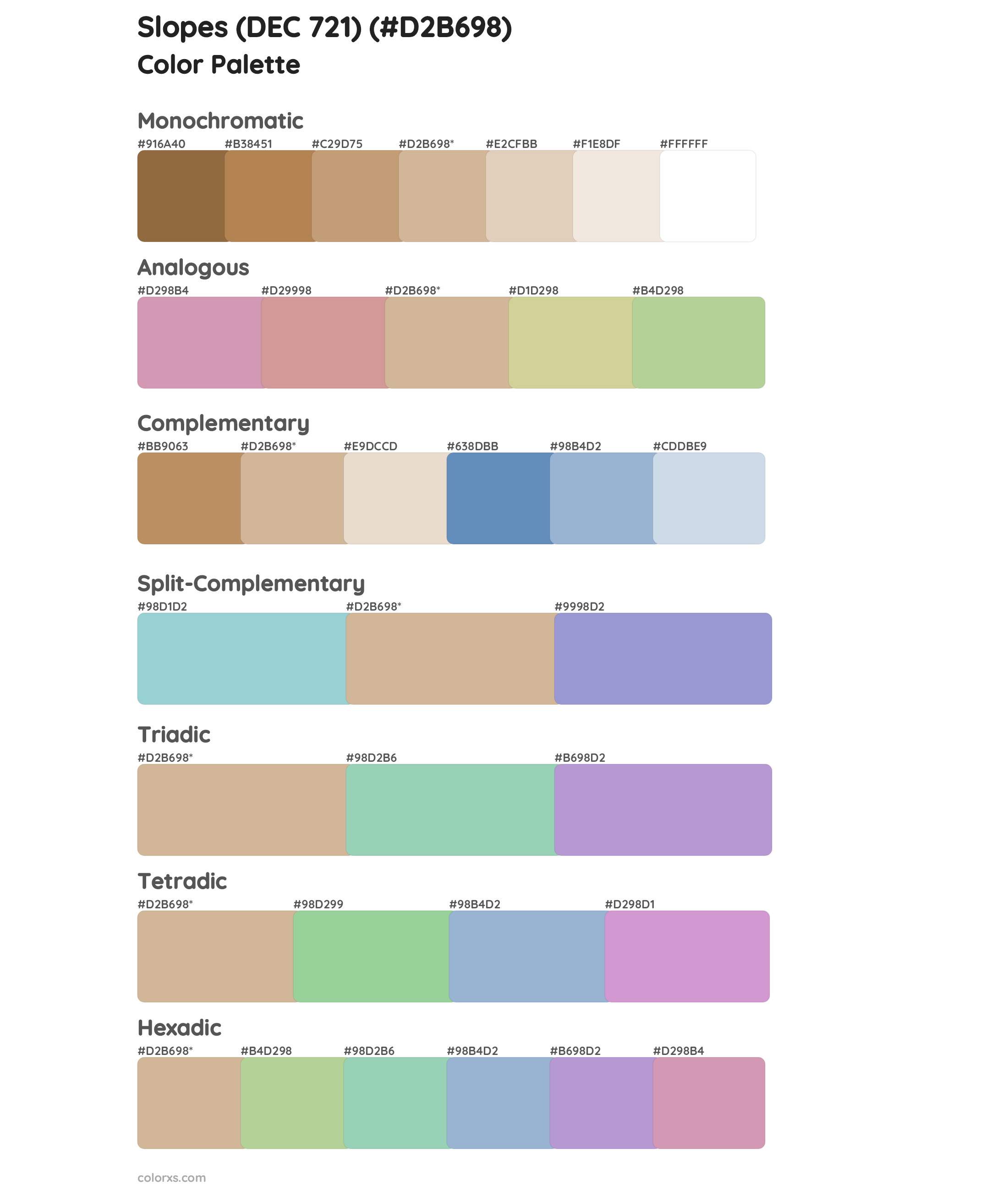 Slopes (DEC 721) Color Scheme Palettes