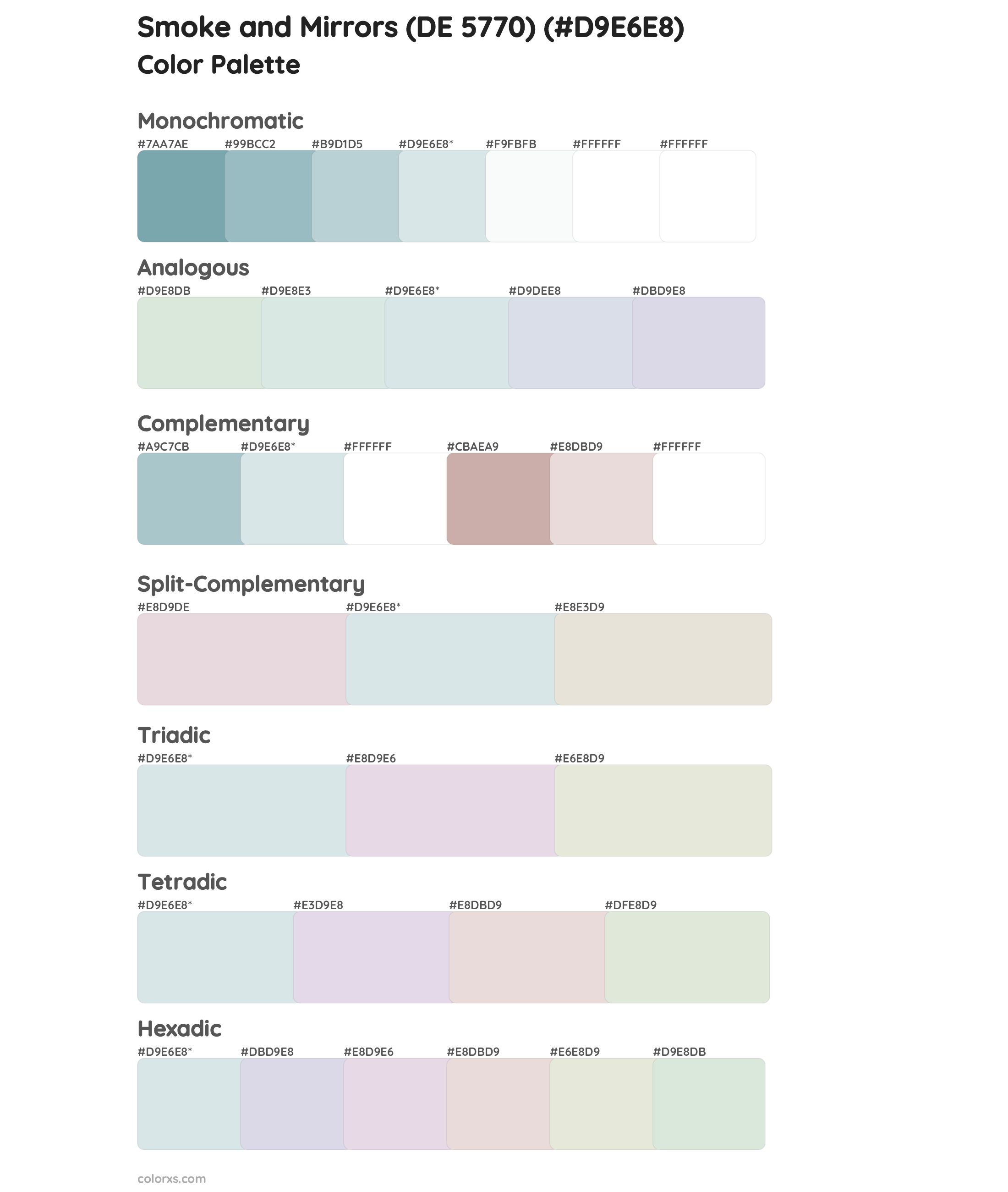 Smoke and Mirrors (DE 5770) Color Scheme Palettes