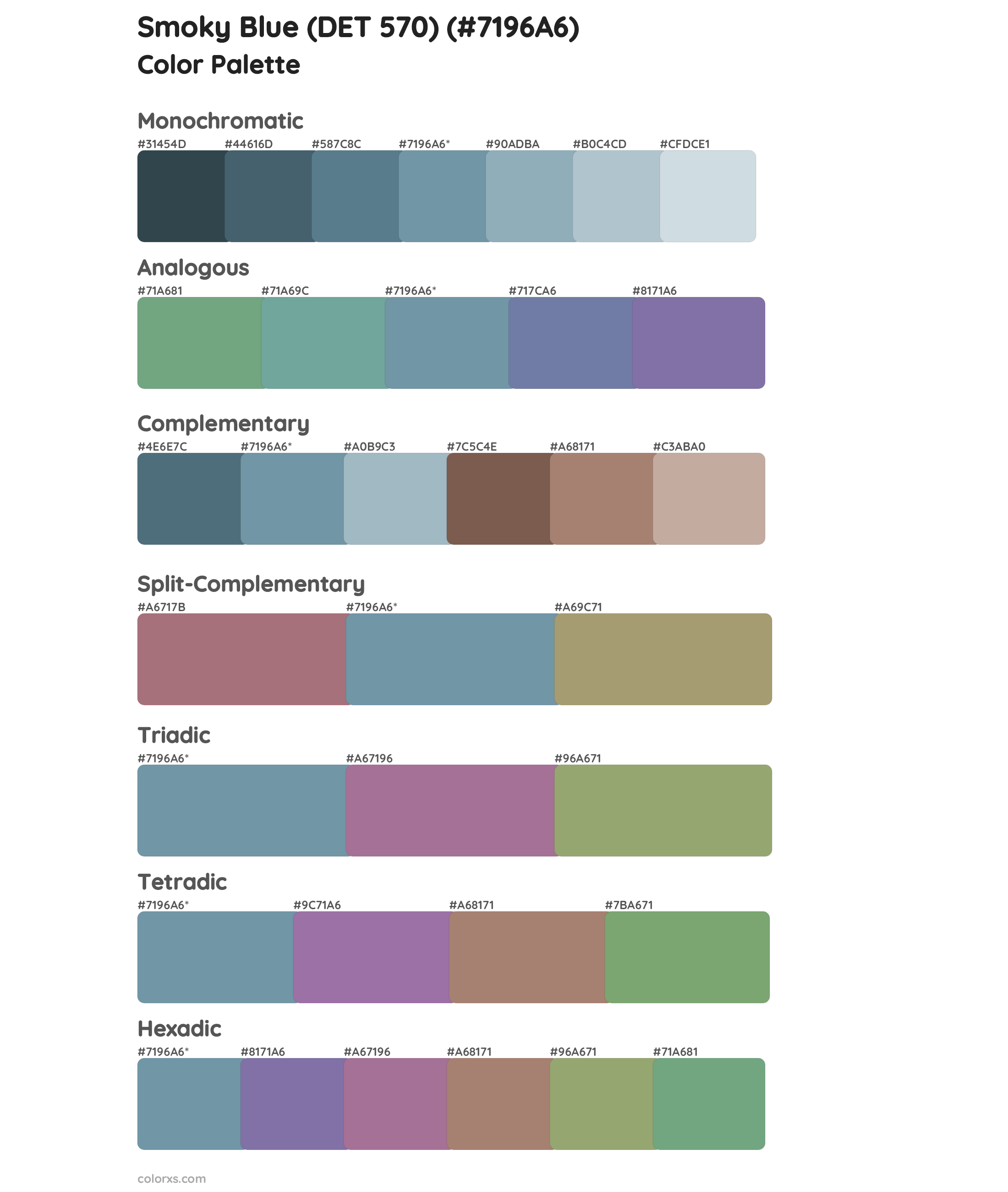 Smoky Blue (DET 570) Color Scheme Palettes