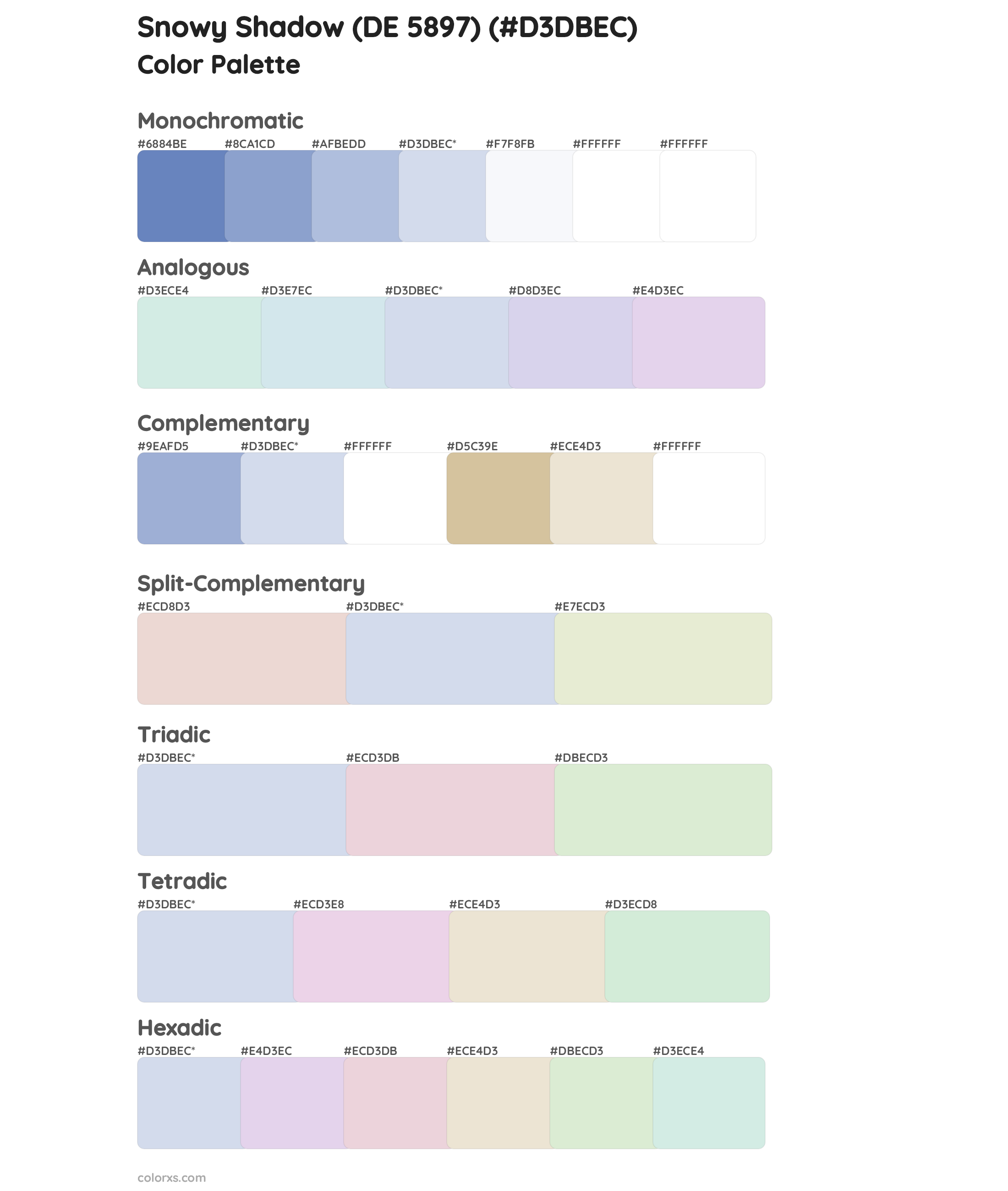 Snowy Shadow (DE 5897) Color Scheme Palettes