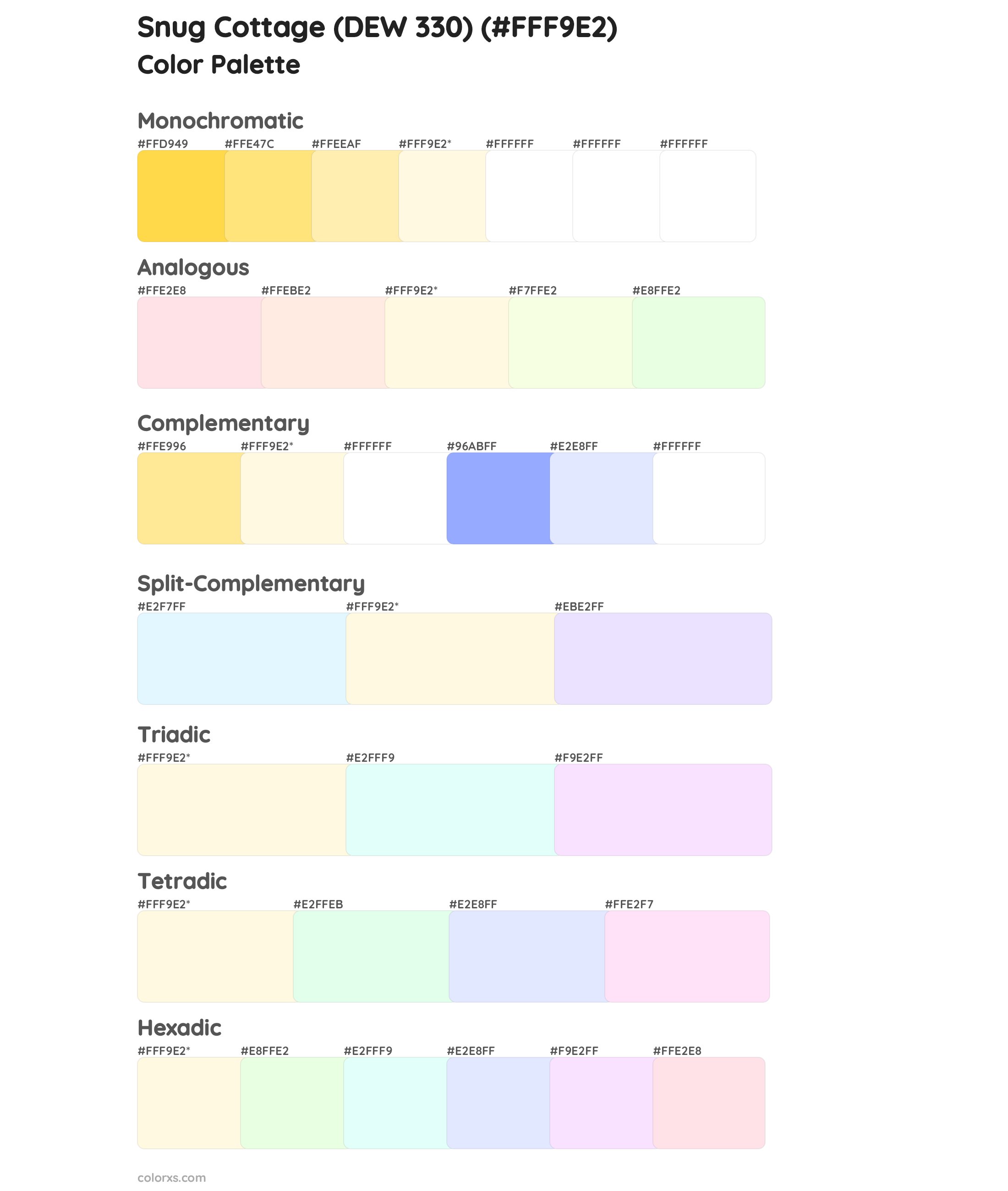 Snug Cottage (DEW 330) Color Scheme Palettes