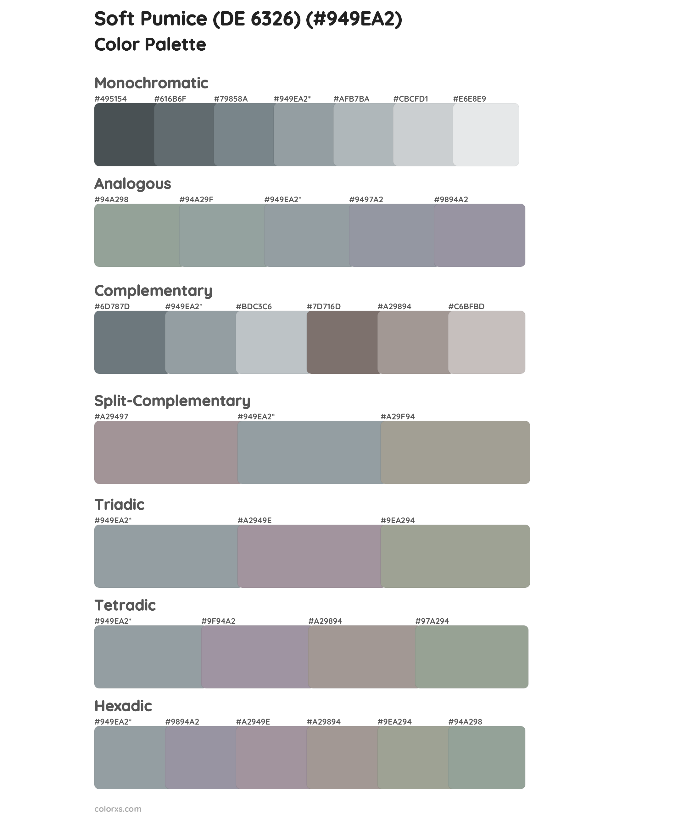 Soft Pumice (DE 6326) Color Scheme Palettes