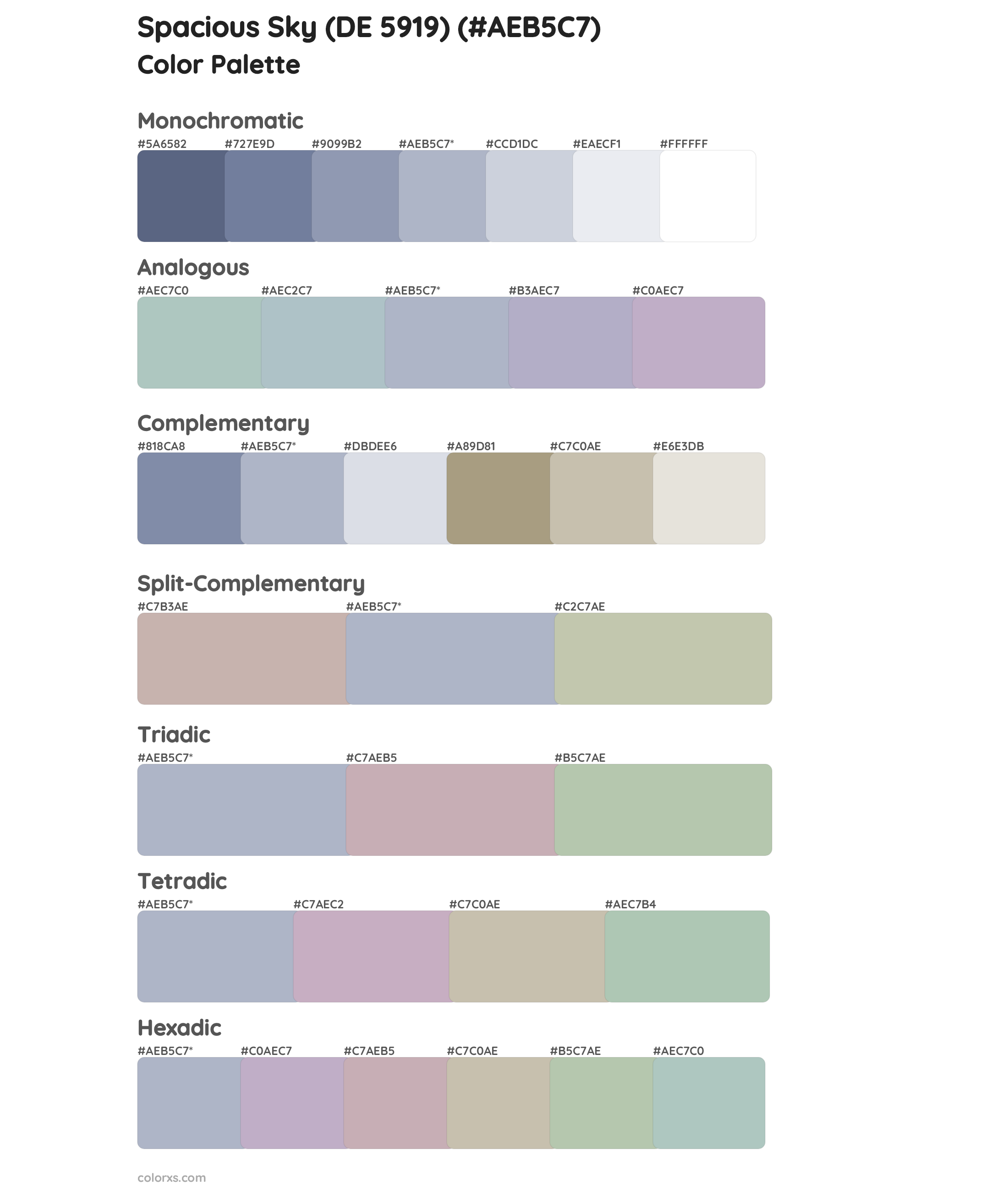 Spacious Sky (DE 5919) Color Scheme Palettes