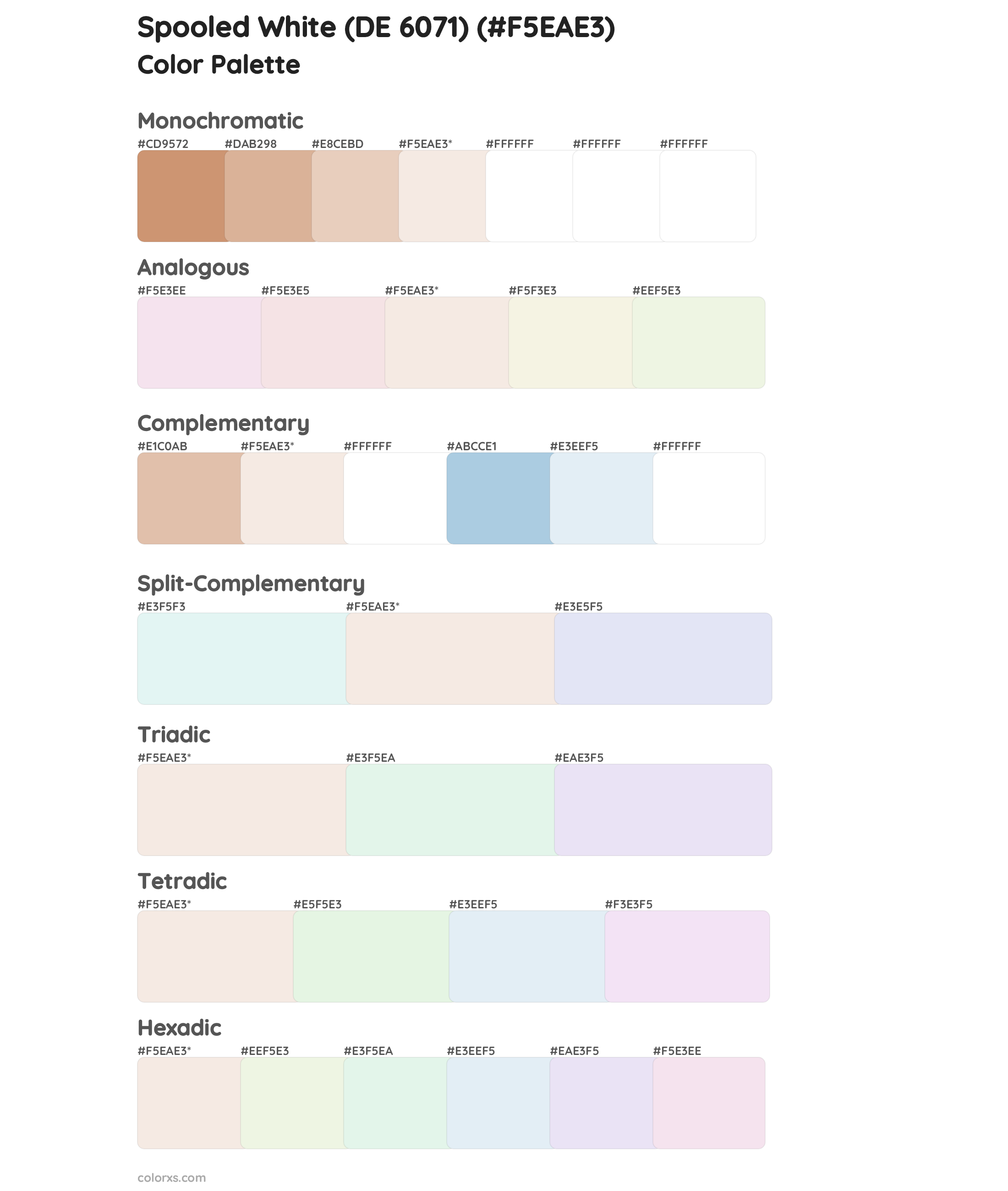 Spooled White (DE 6071) Color Scheme Palettes