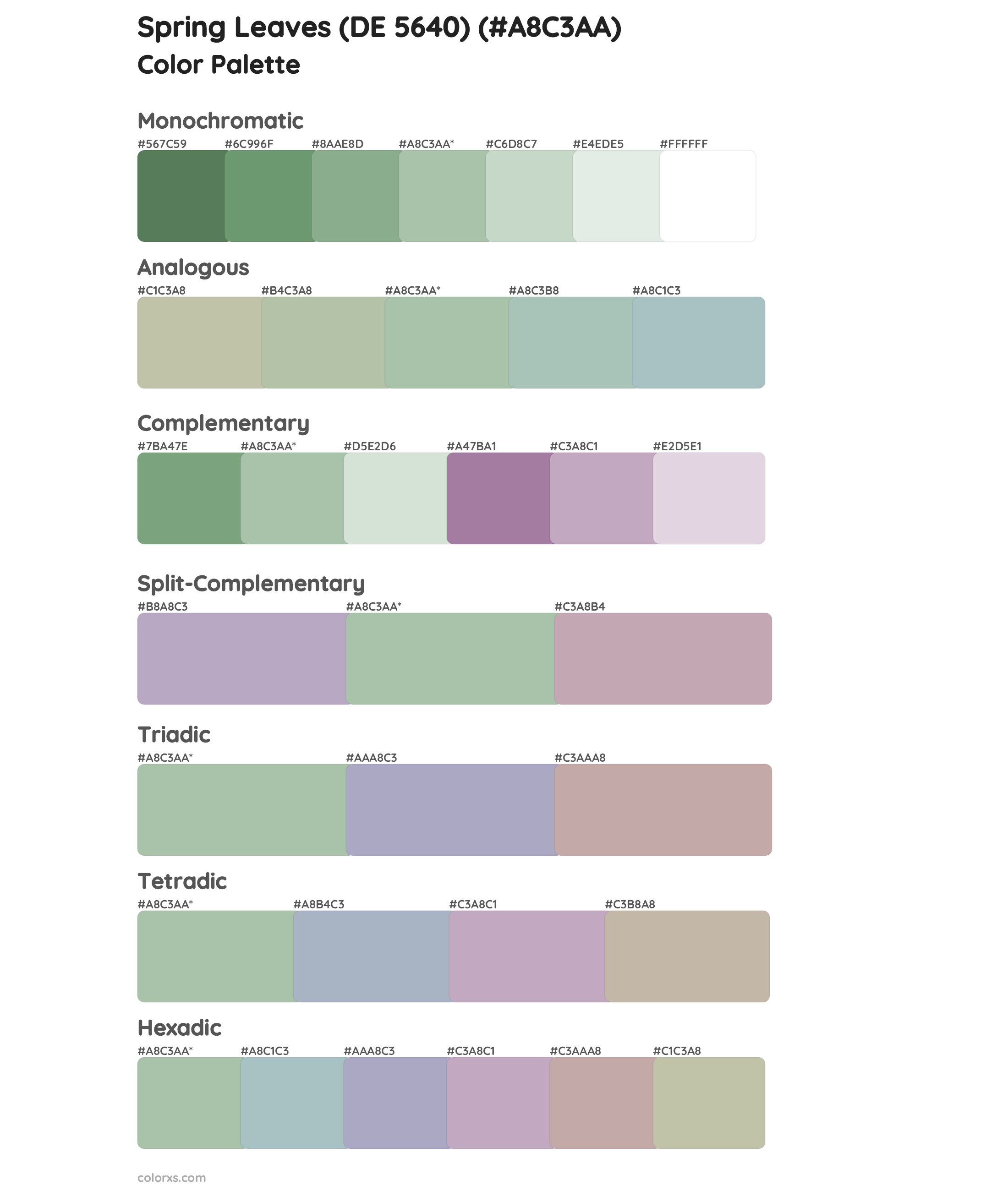 Spring Leaves (DE 5640) Color Scheme Palettes