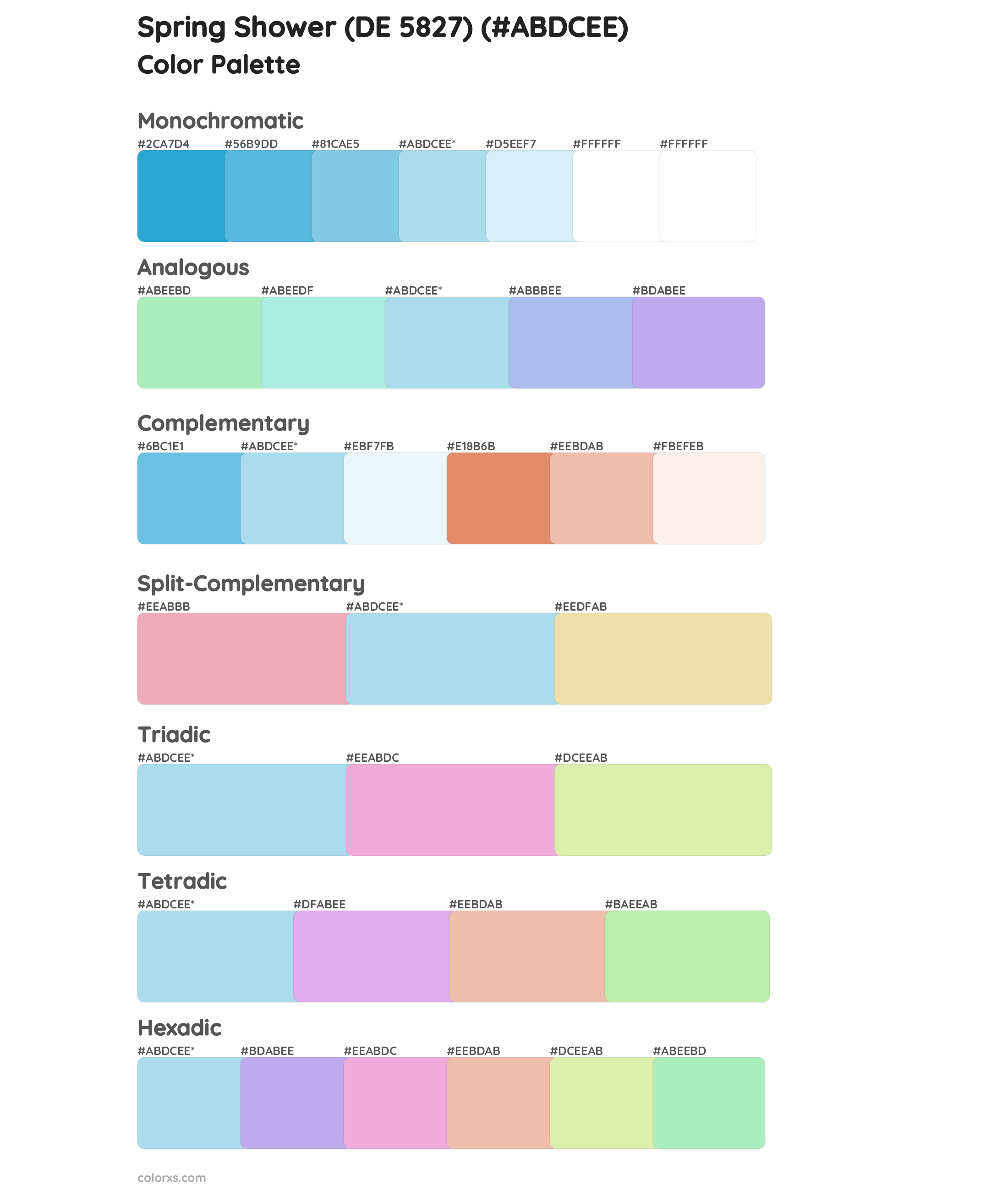 Spring Shower (DE 5827) Color Scheme Palettes