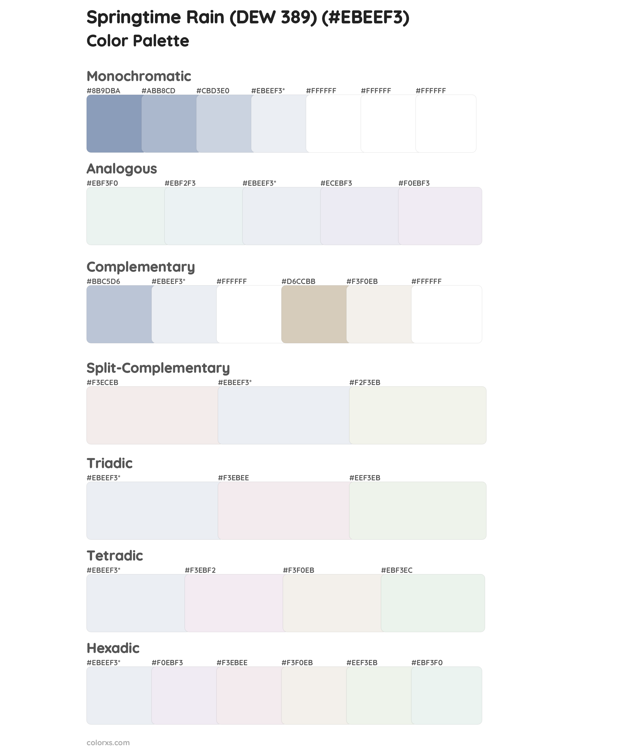 Springtime Rain (DEW 389) Color Scheme Palettes