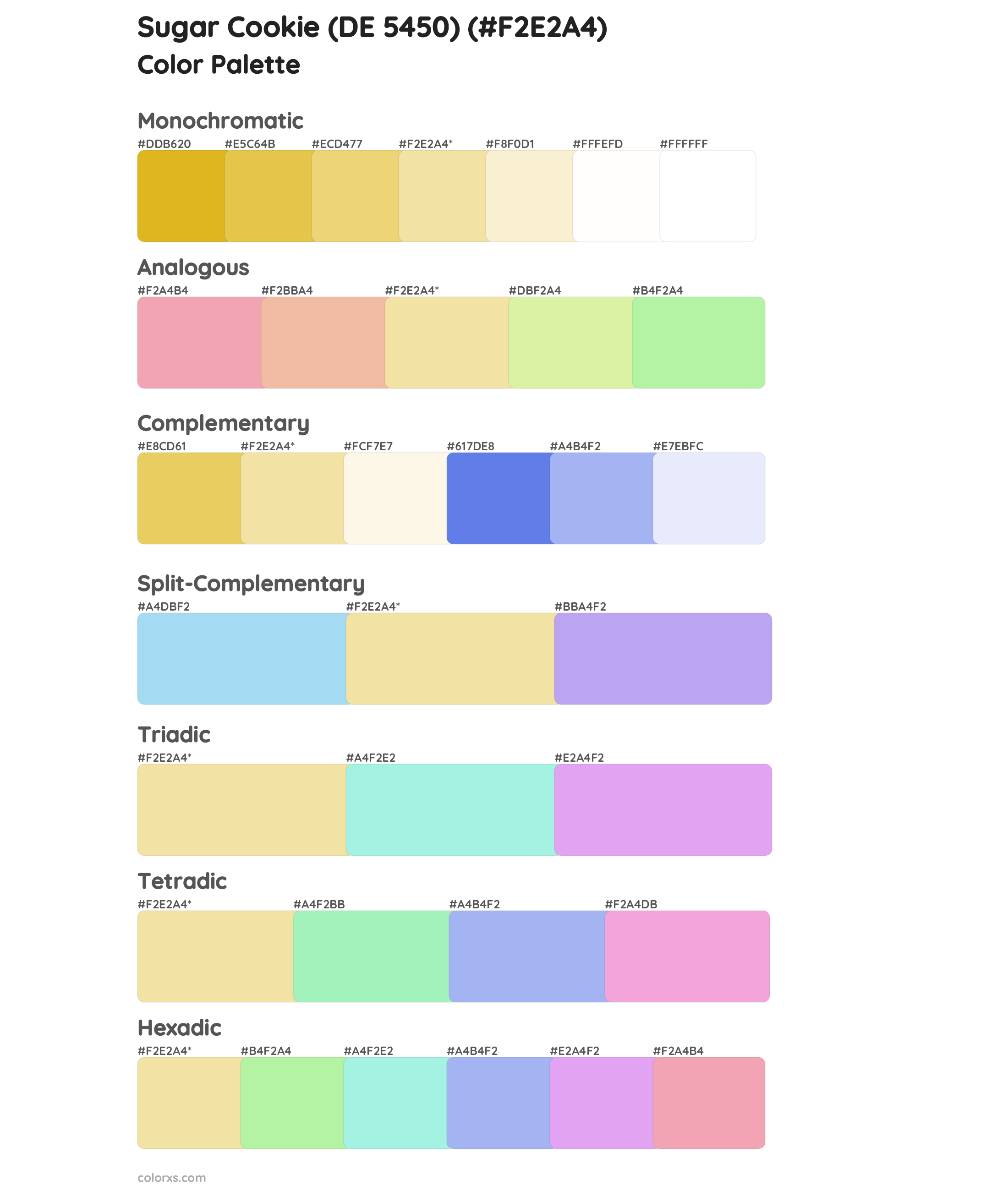 Sugar Cookie (DE 5450) Color Scheme Palettes