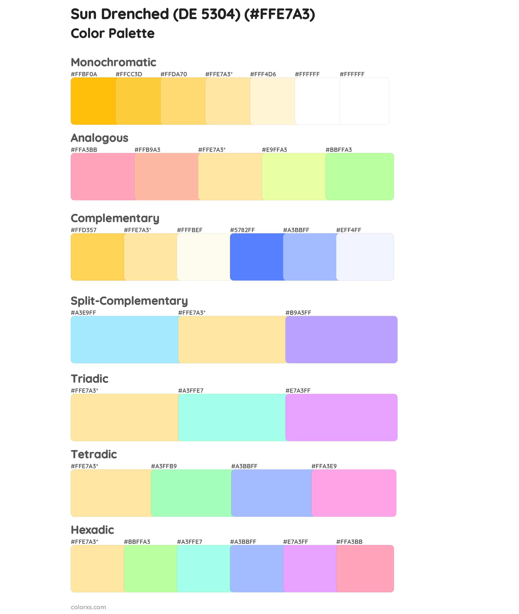 Sun Drenched (DE 5304) Color Scheme Palettes