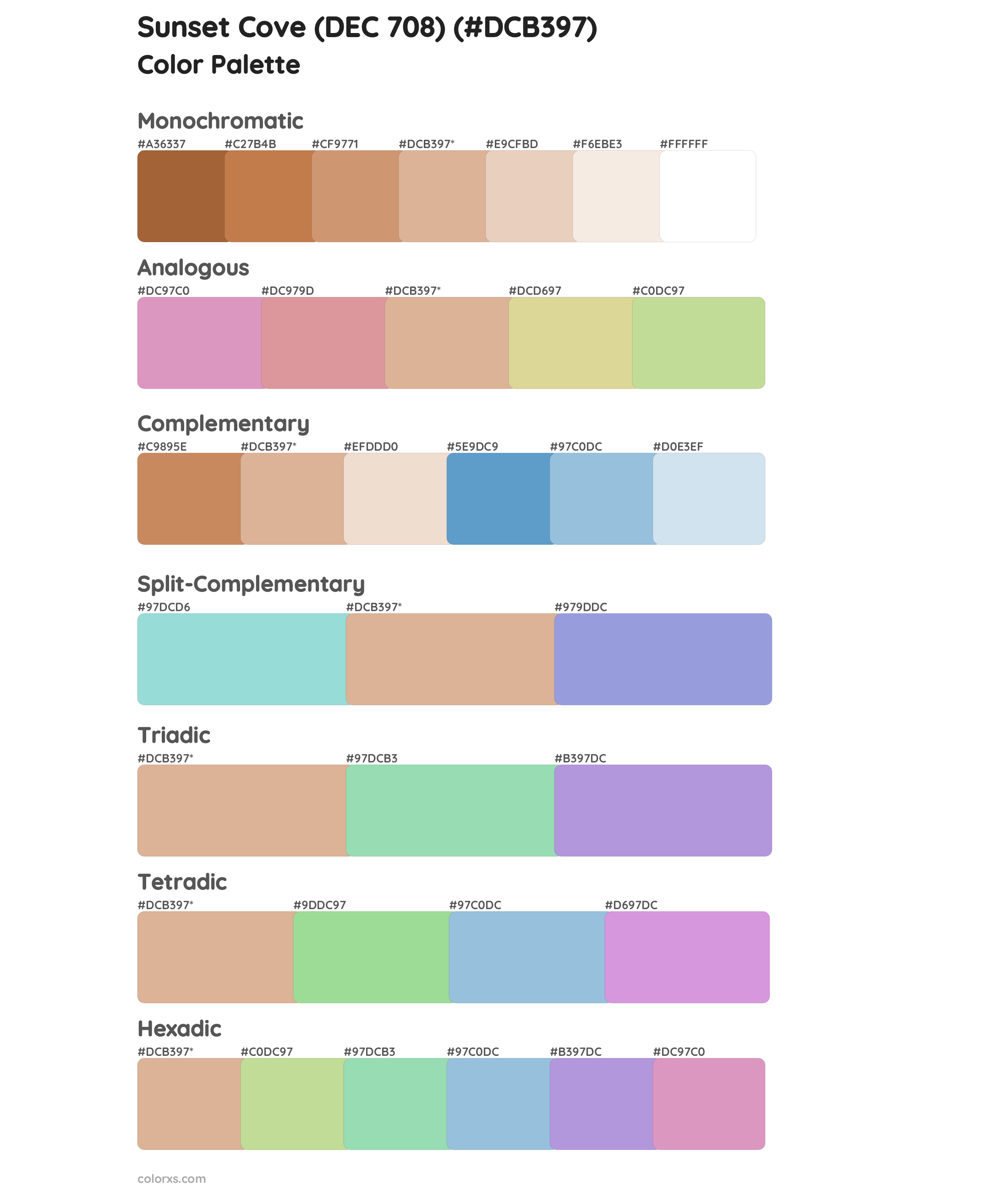 Sunset Cove (DEC 708) Color Scheme Palettes