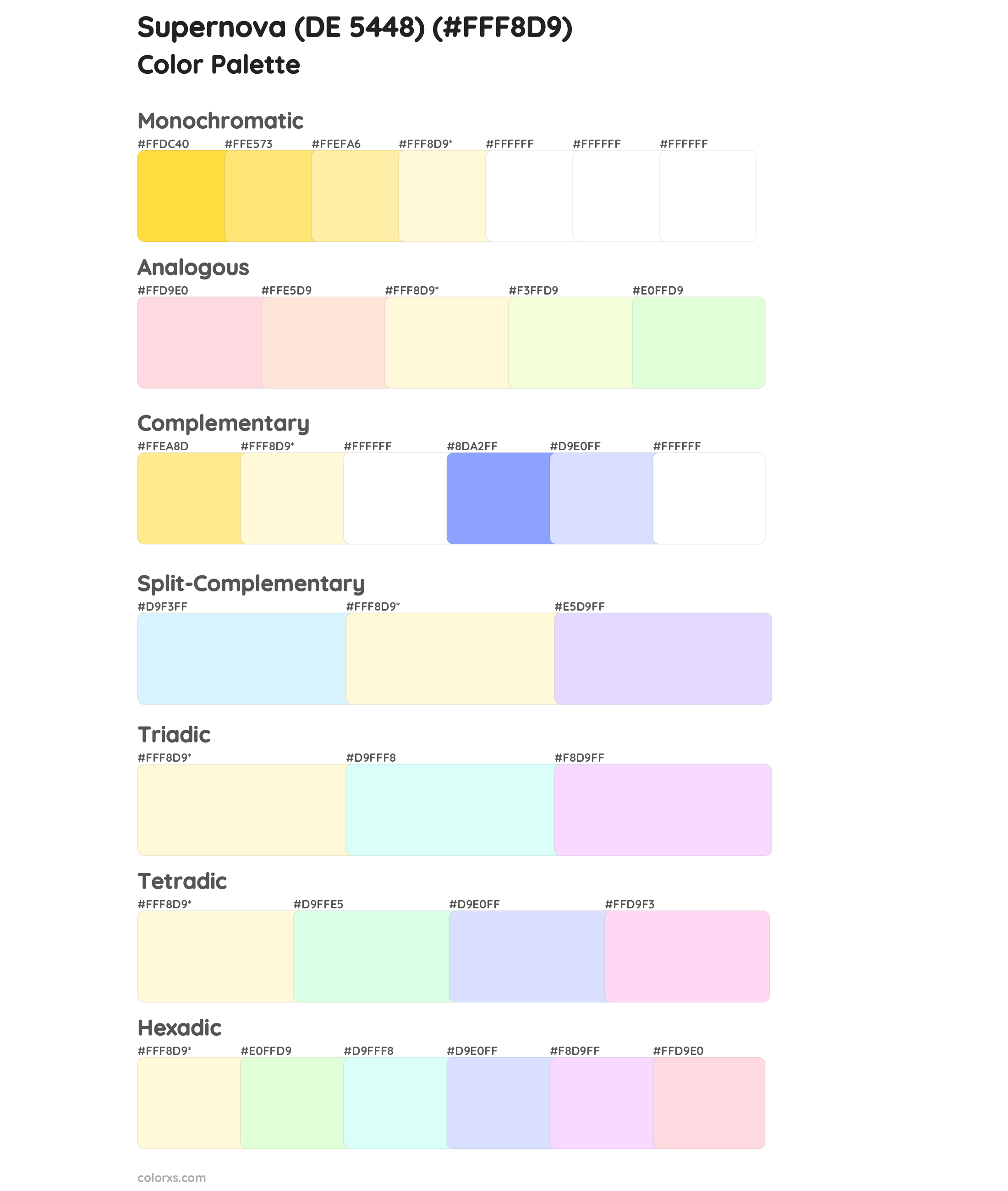 Supernova (DE 5448) Color Scheme Palettes