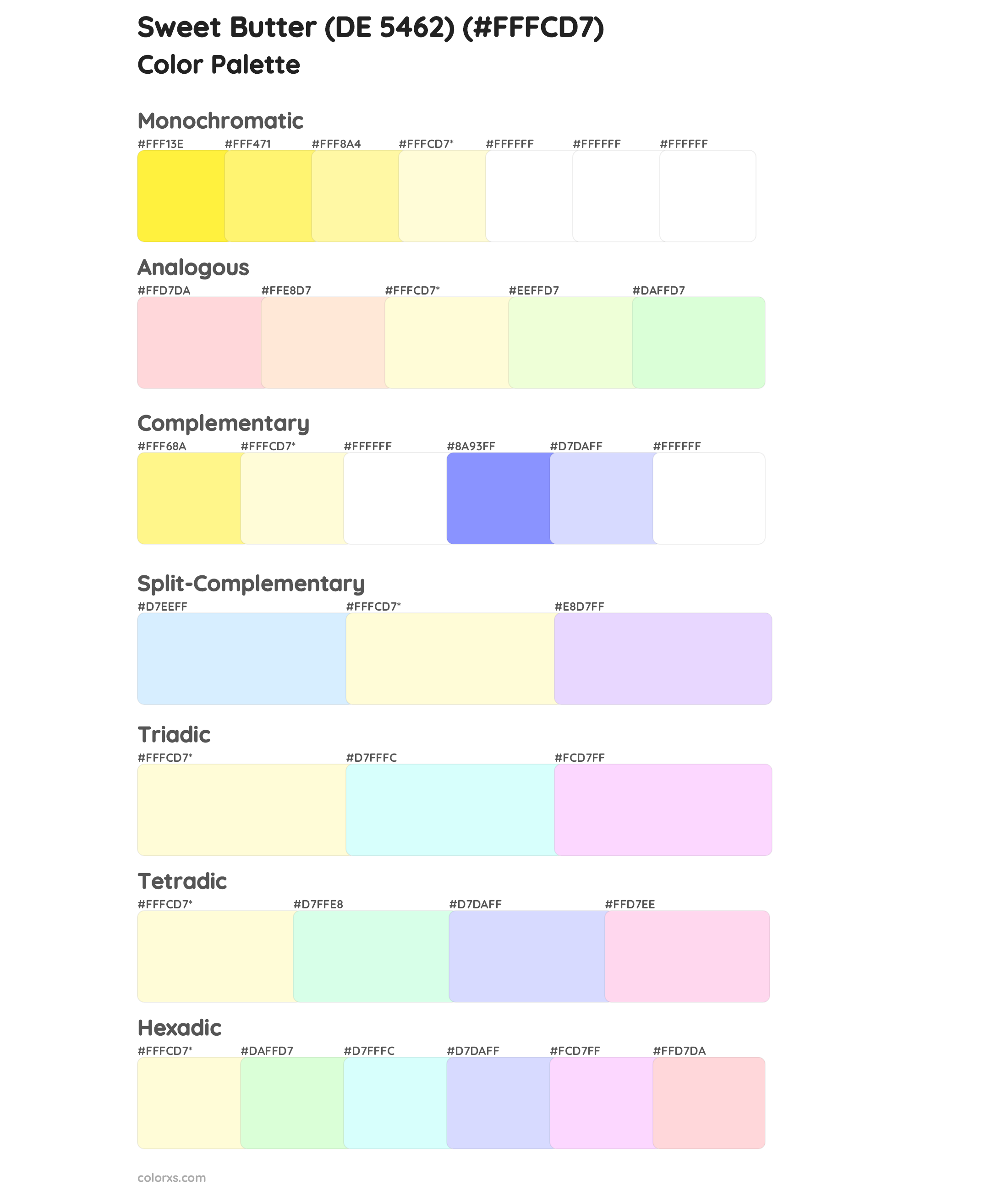 Sweet Butter (DE 5462) Color Scheme Palettes