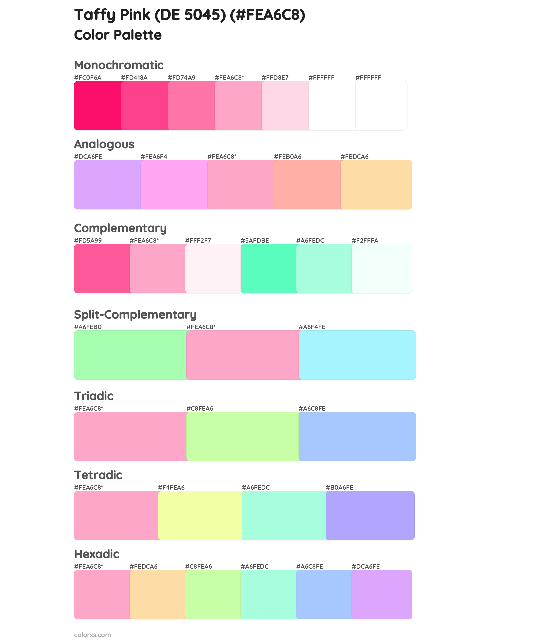 Taffy Pink (DE 5045) Color Scheme Palettes