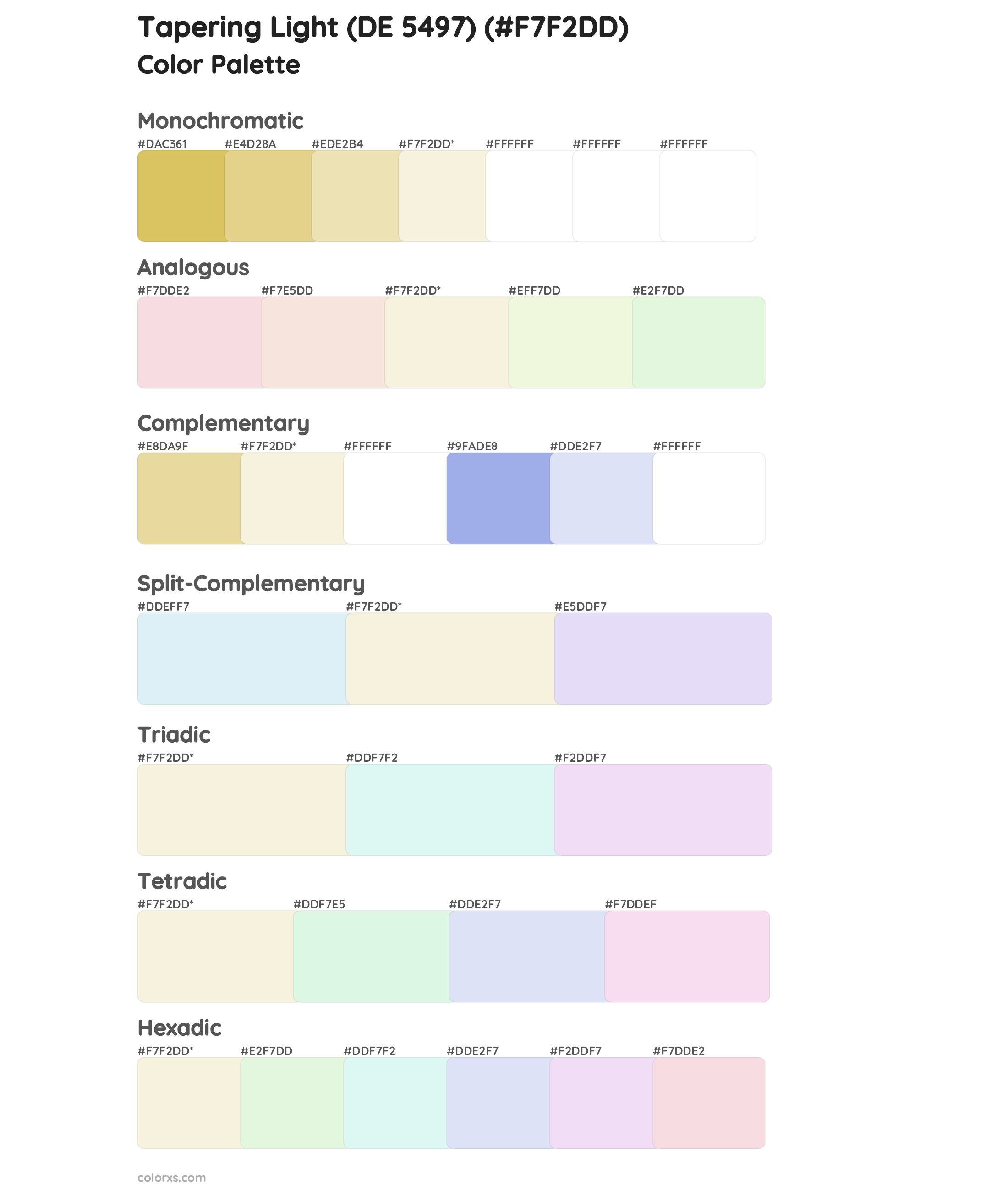 Tapering Light (DE 5497) Color Scheme Palettes