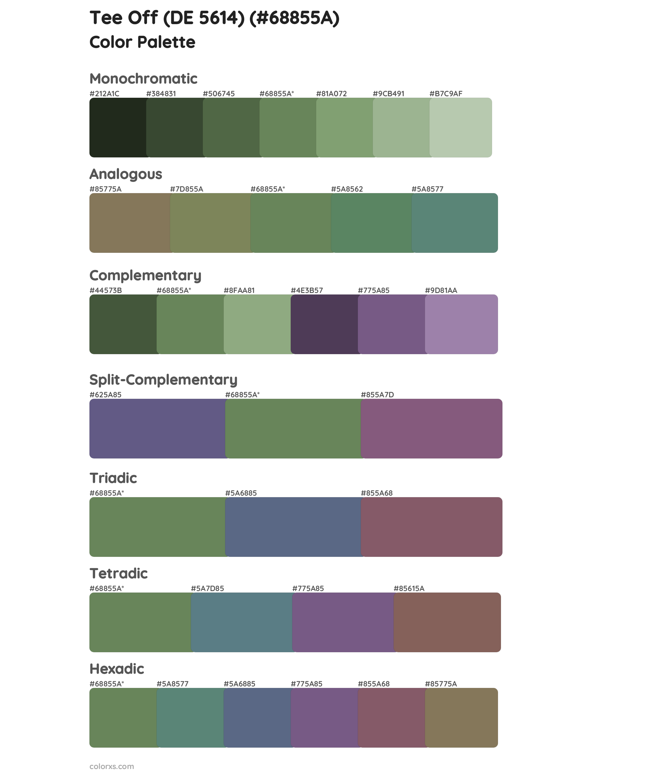 Tee Off (DE 5614) Color Scheme Palettes