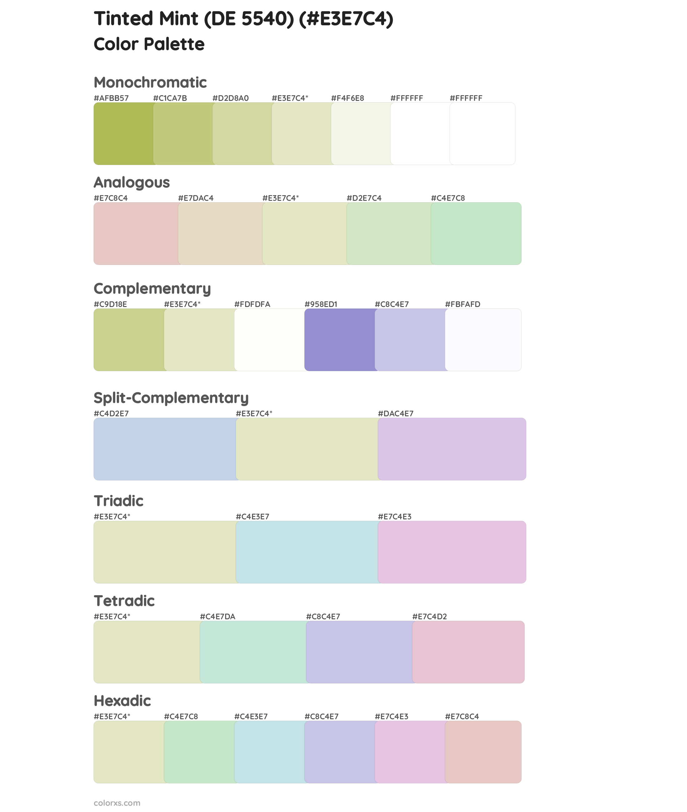 Tinted Mint (DE 5540) Color Scheme Palettes