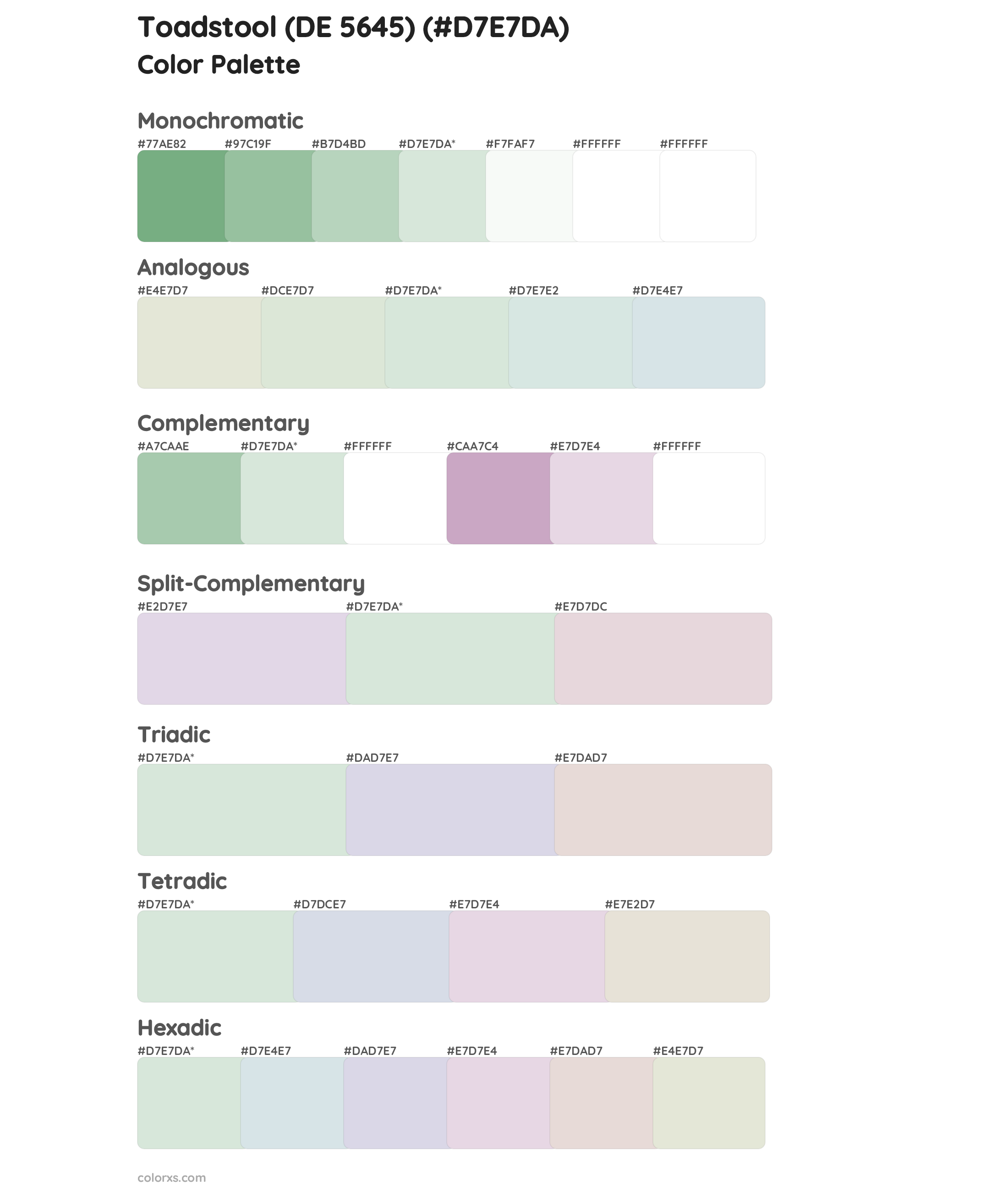 Toadstool (DE 5645) Color Scheme Palettes