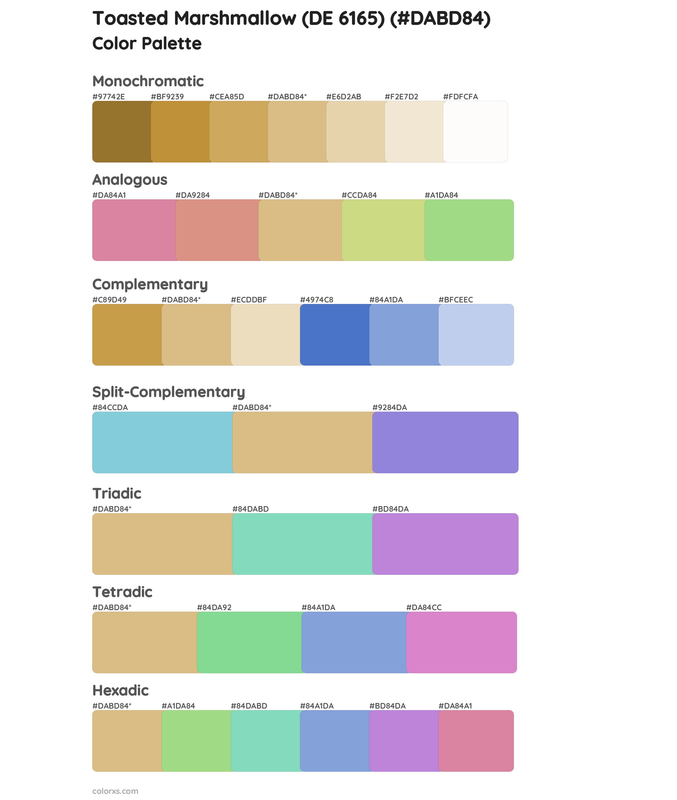 Toasted Marshmallow (DE 6165) Color Scheme Palettes