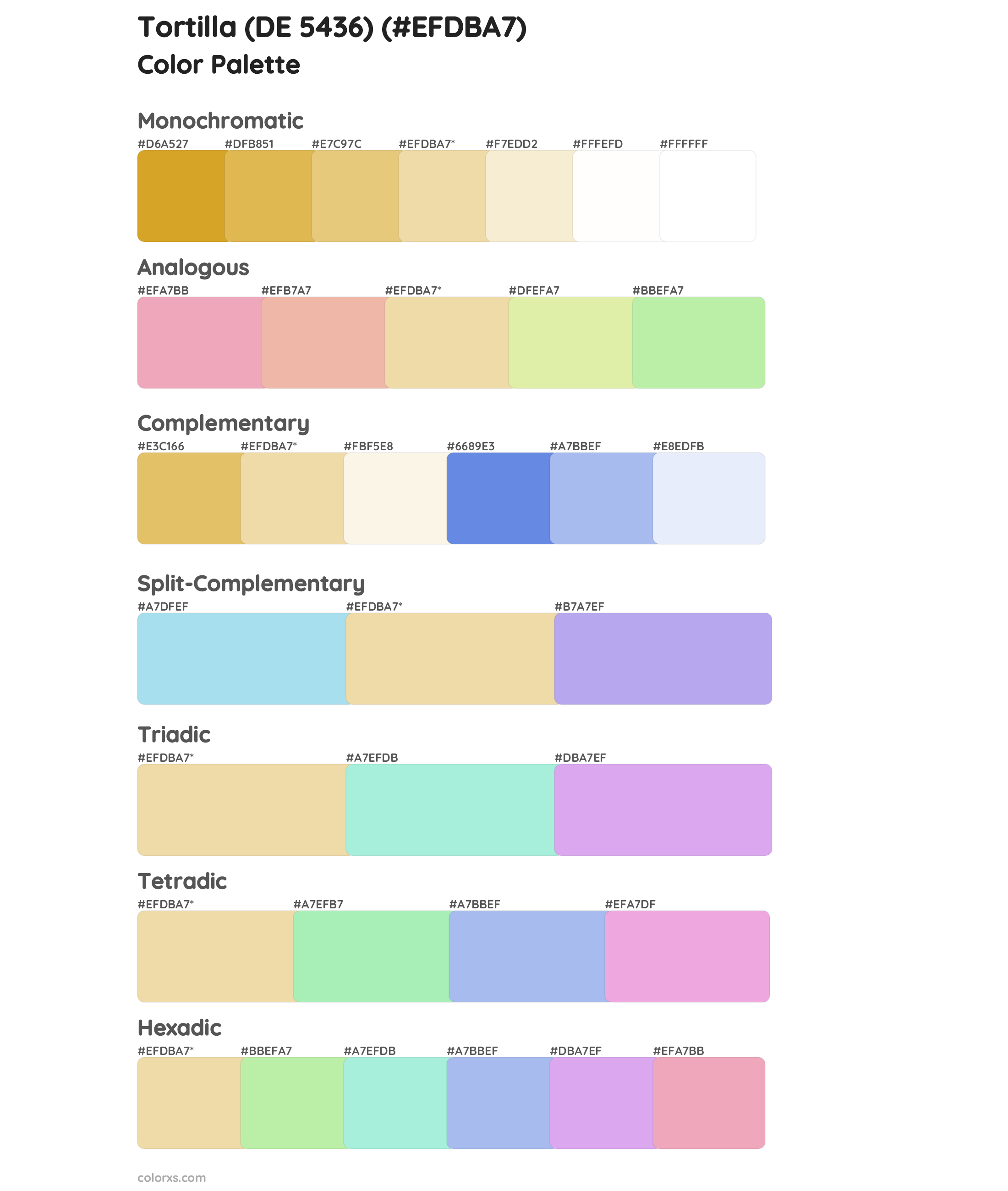 Tortilla (DE 5436) Color Scheme Palettes