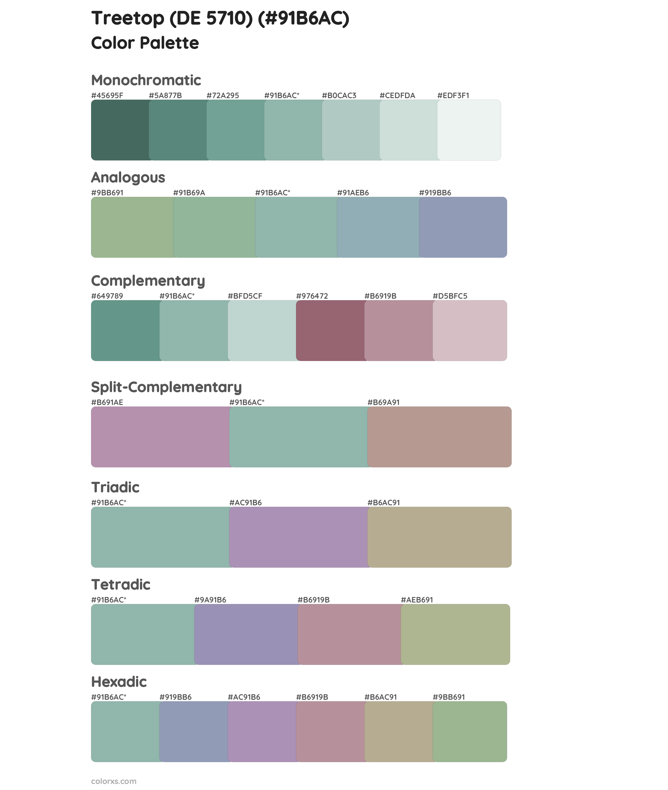 Treetop (DE 5710) Color Scheme Palettes