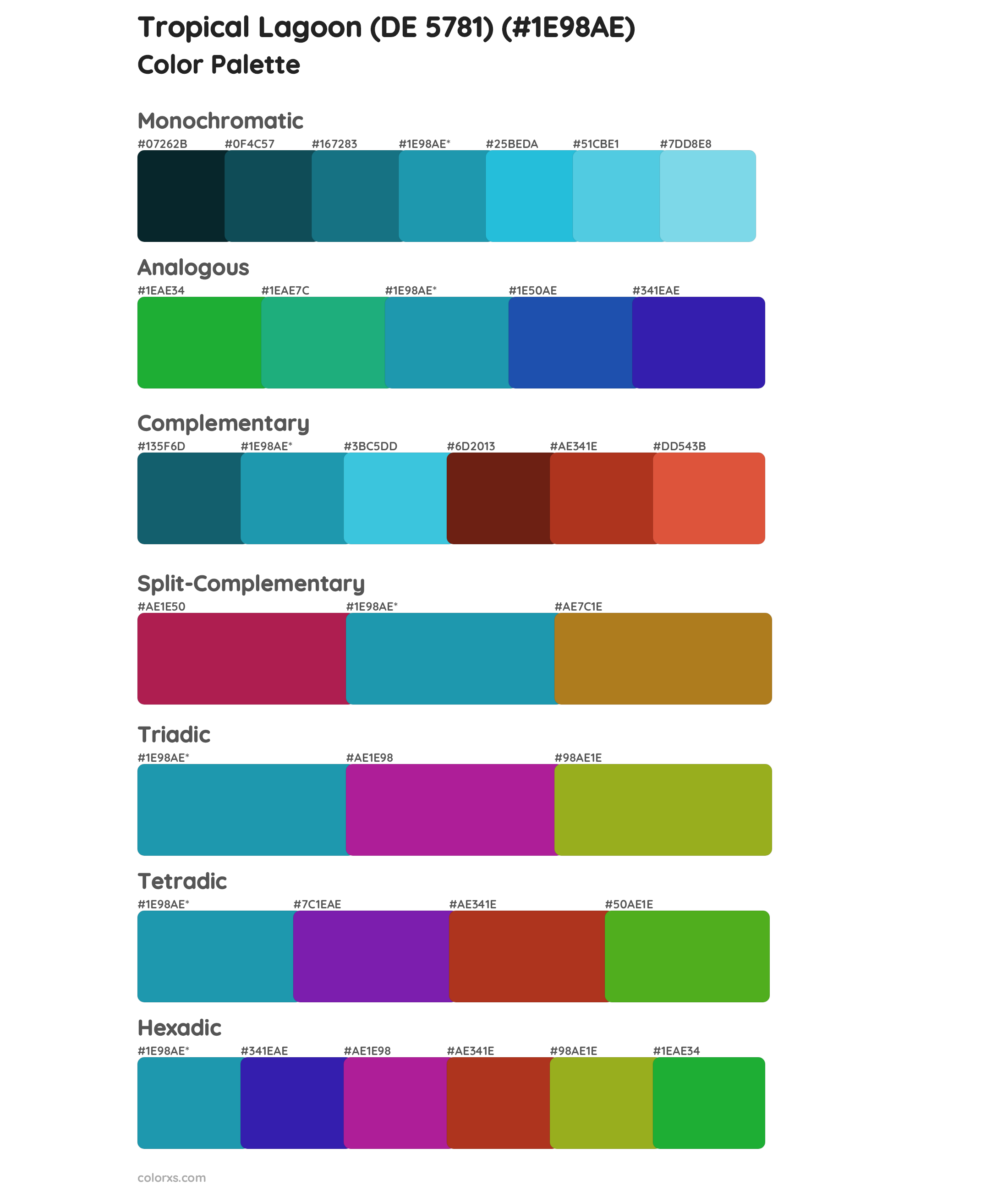 Tropical Lagoon (DE 5781) Color Scheme Palettes