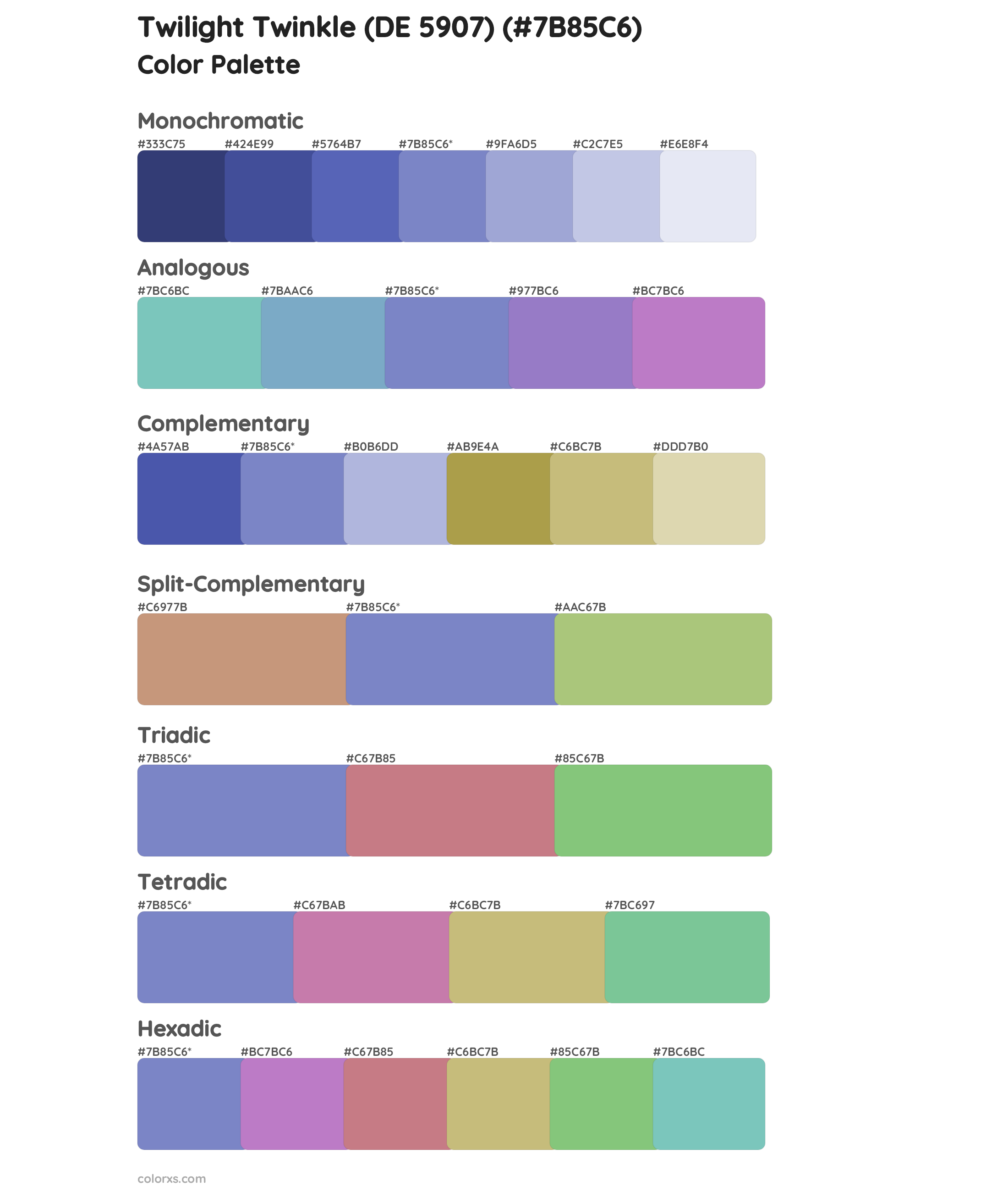 Twilight Twinkle (DE 5907) Color Scheme Palettes