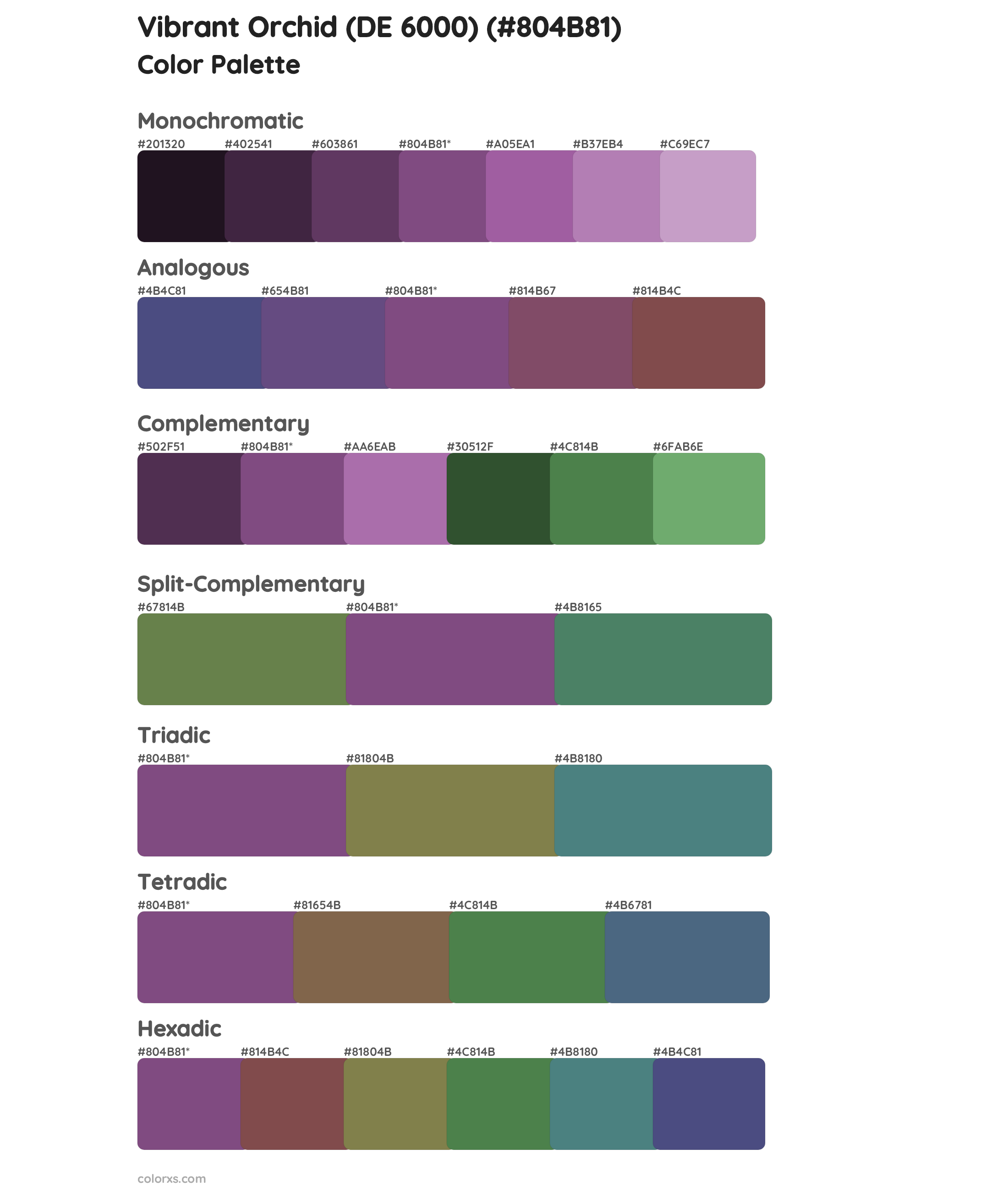 Vibrant Orchid (DE 6000) Color Scheme Palettes