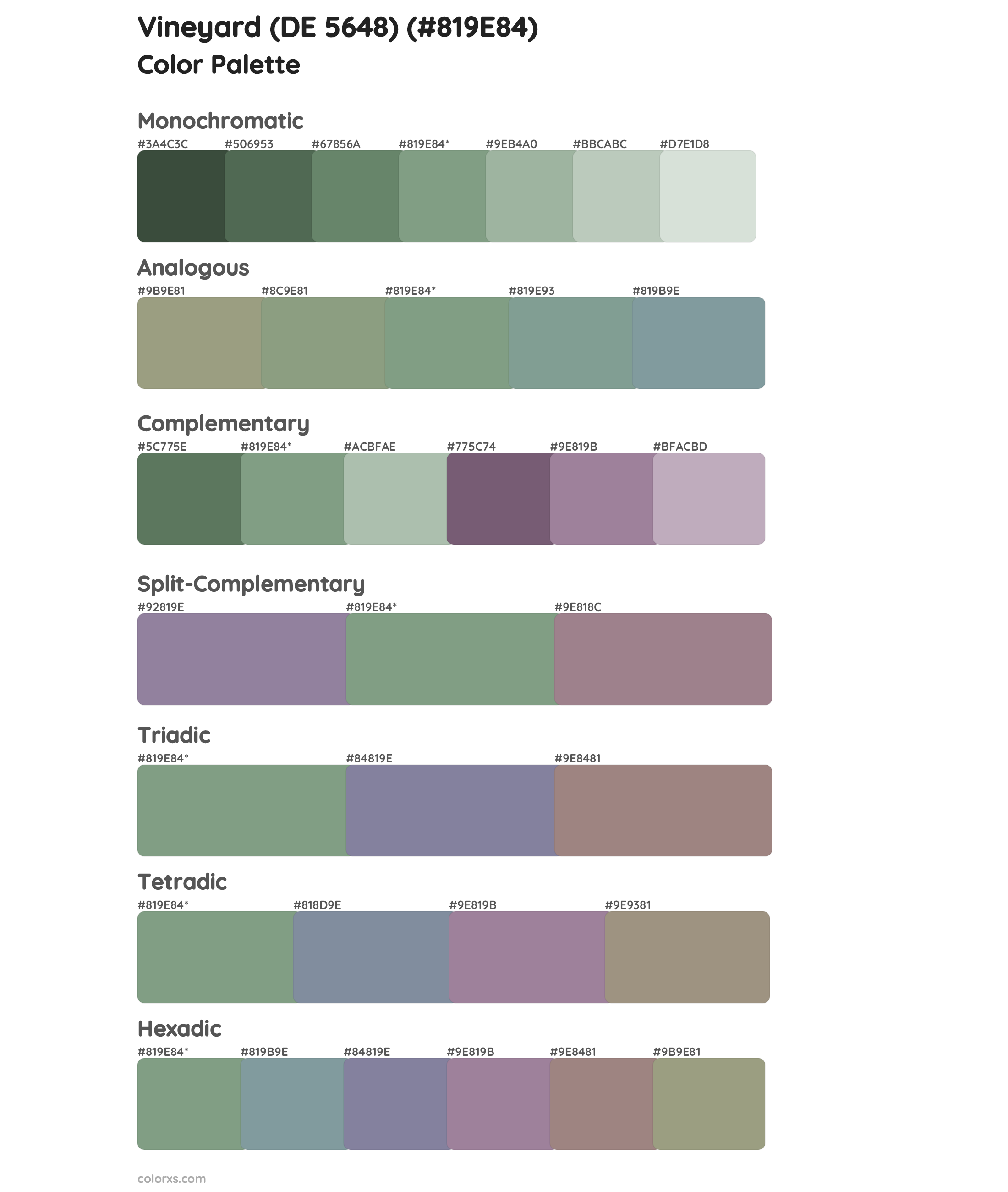 Vineyard (DE 5648) Color Scheme Palettes