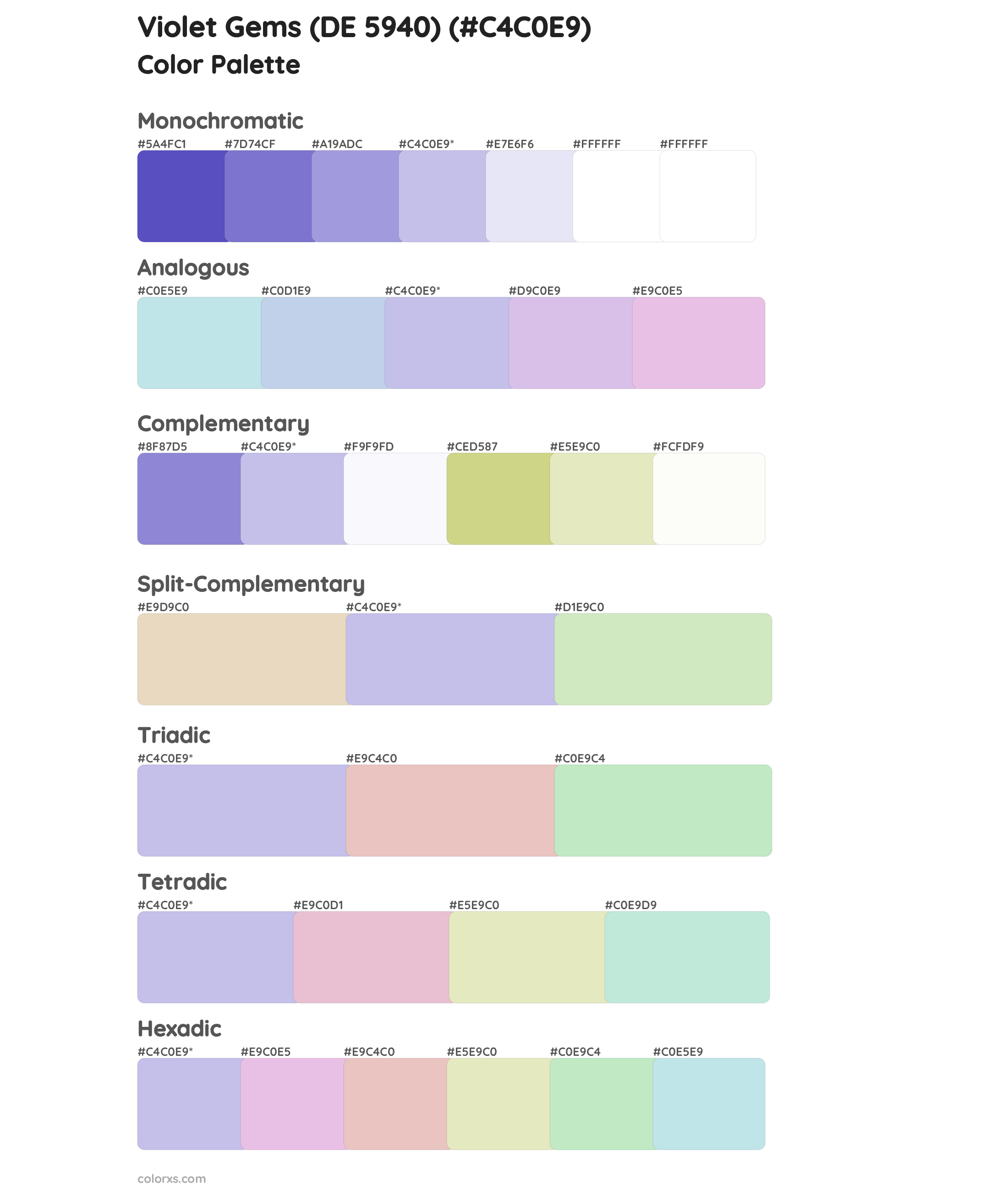 Violet Gems (DE 5940) Color Scheme Palettes