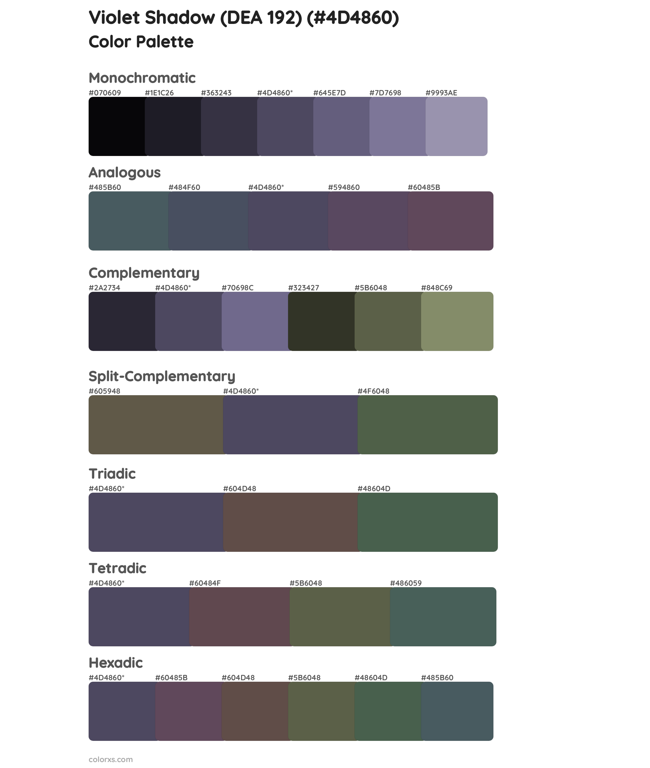 Violet Shadow (DEA 192) Color Scheme Palettes