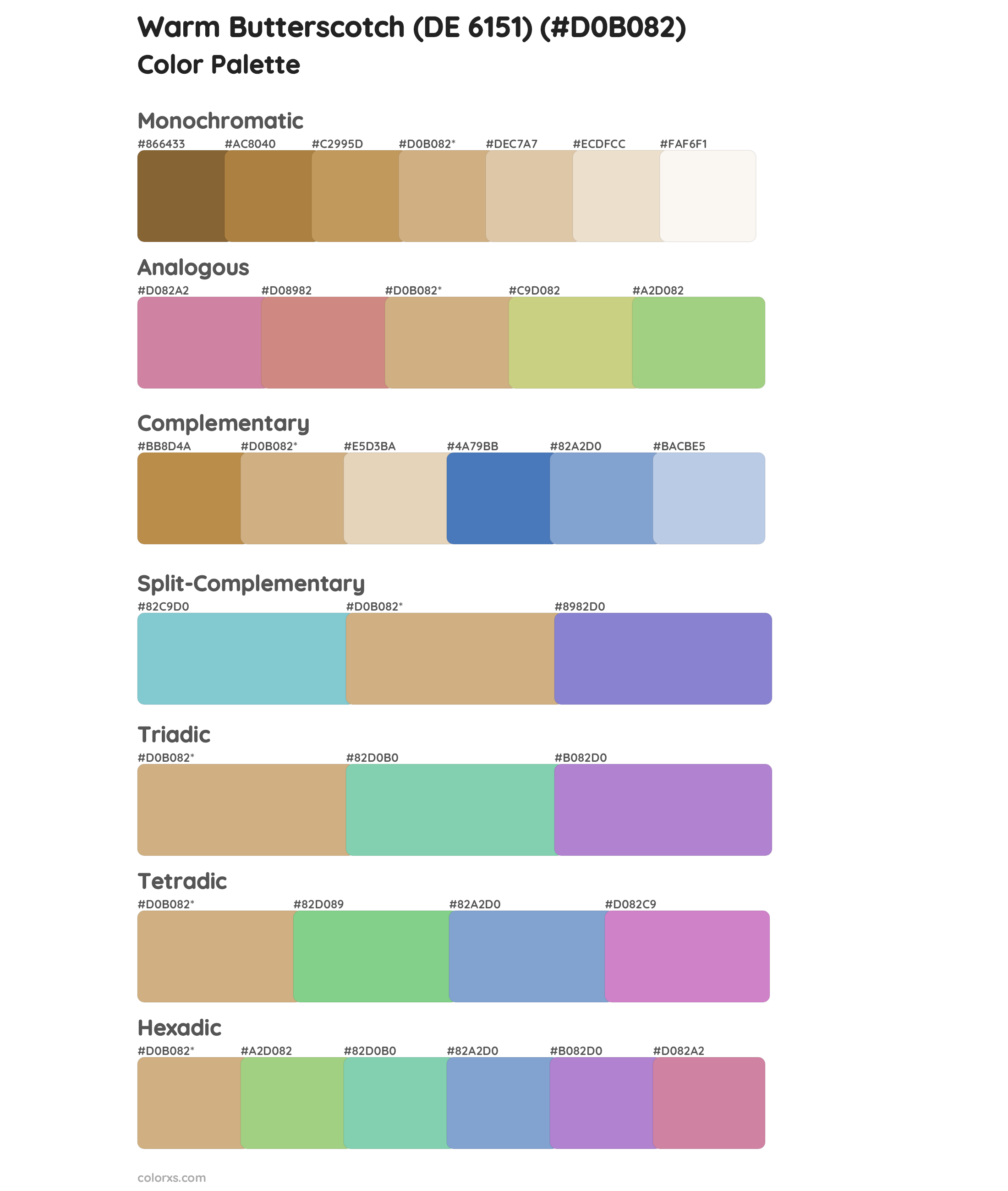 Warm Butterscotch (DE 6151) Color Scheme Palettes