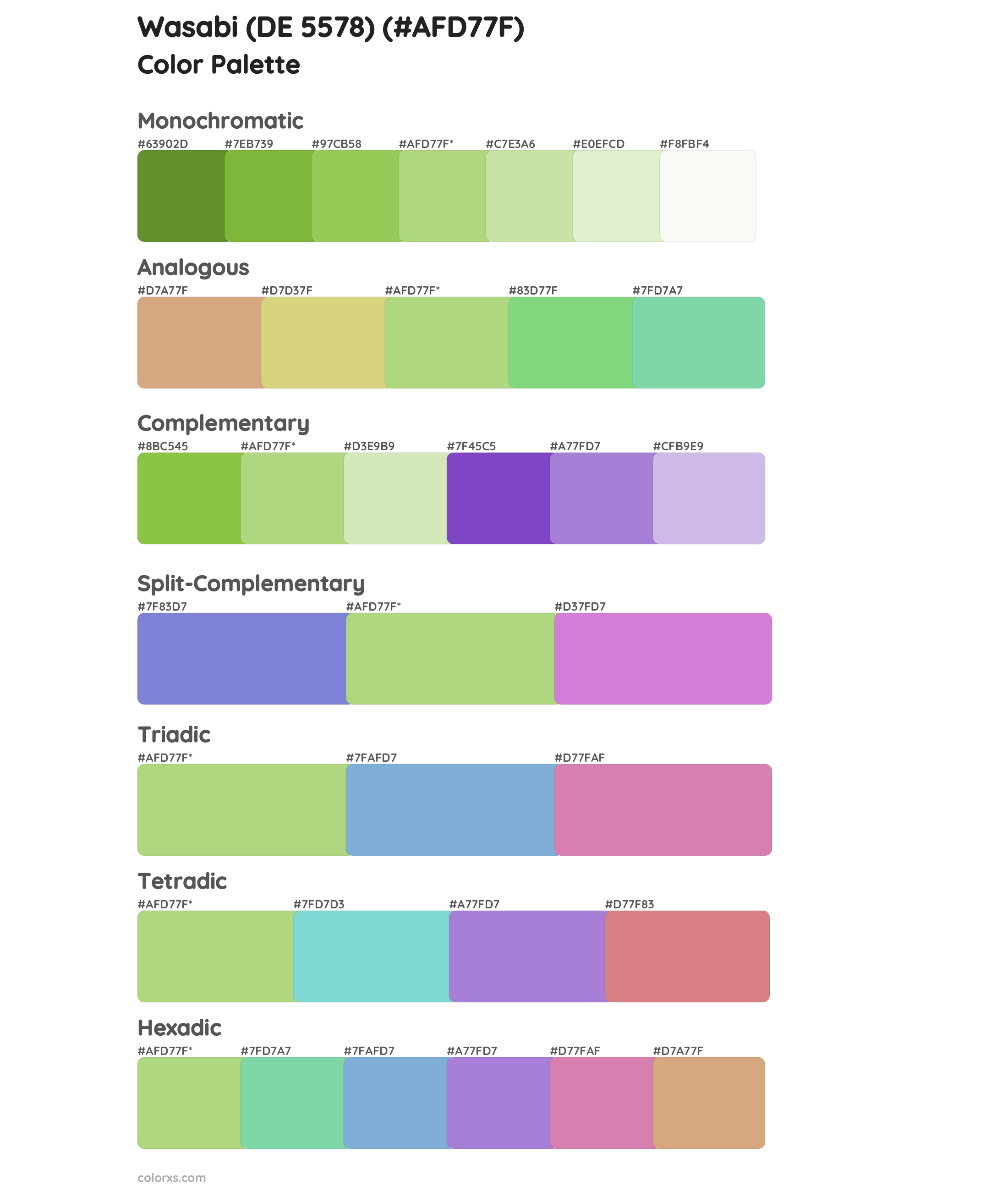 Wasabi (DE 5578) Color Scheme Palettes