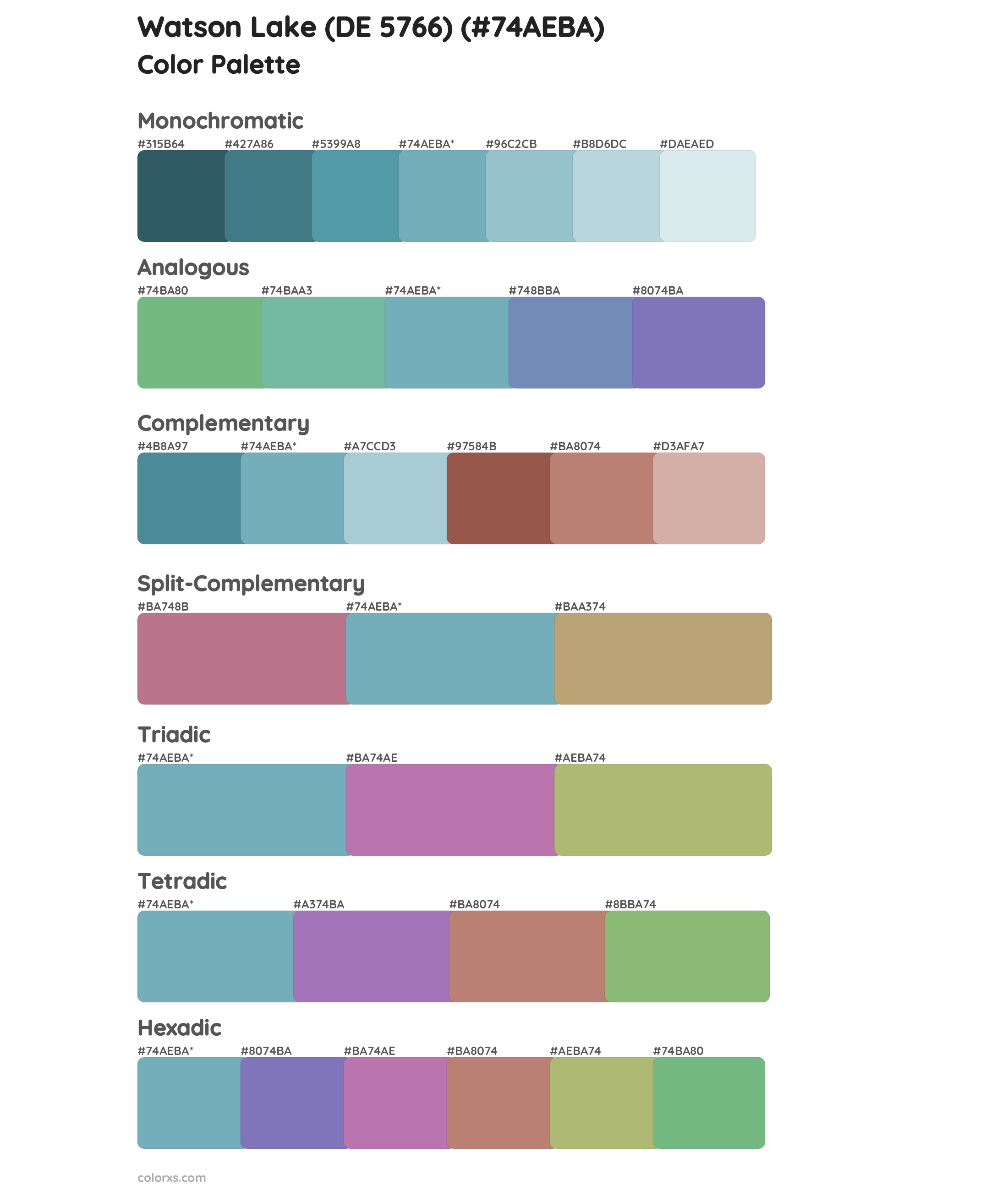 Watson Lake (DE 5766) Color Scheme Palettes