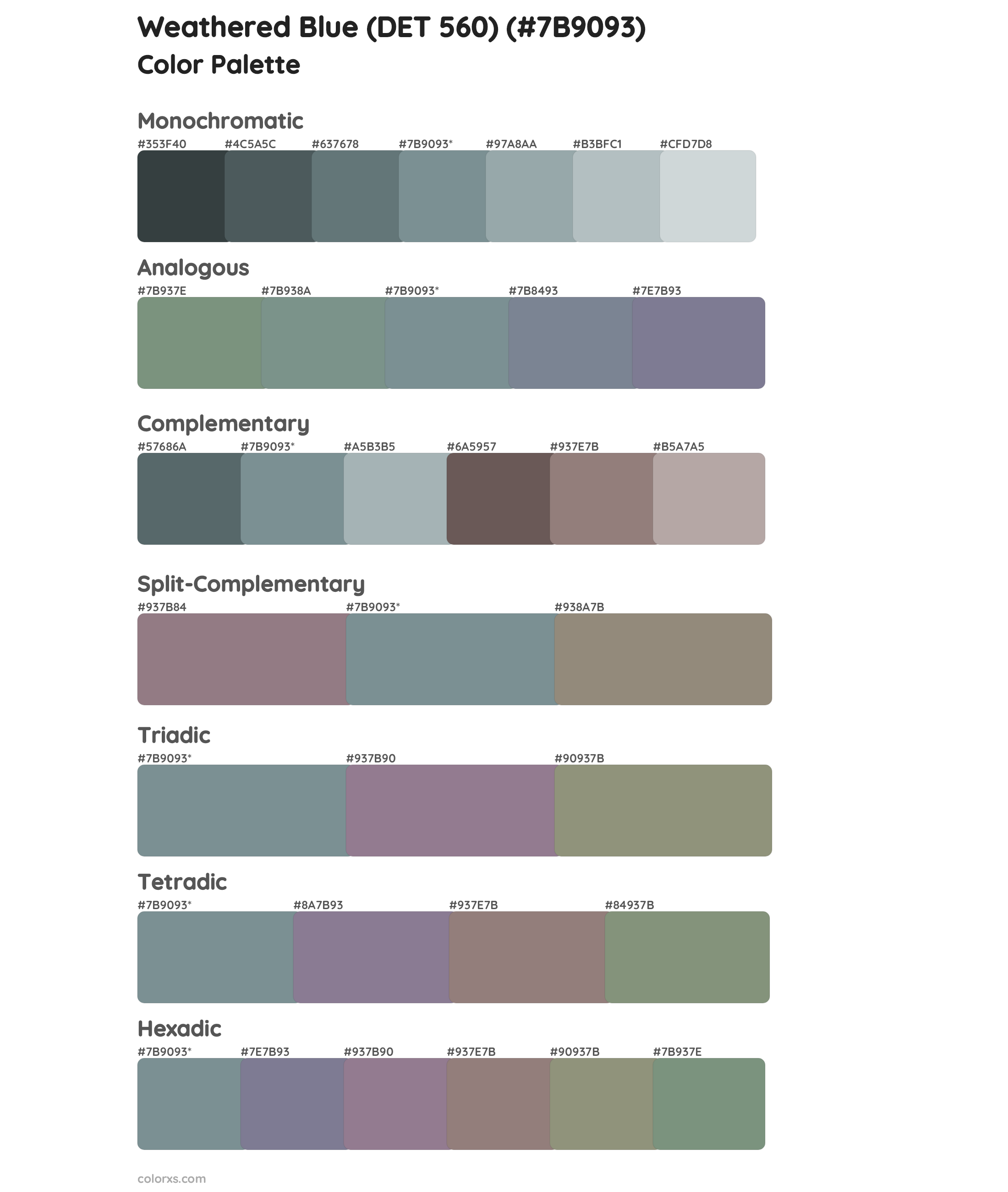 Weathered Blue (DET 560) Color Scheme Palettes