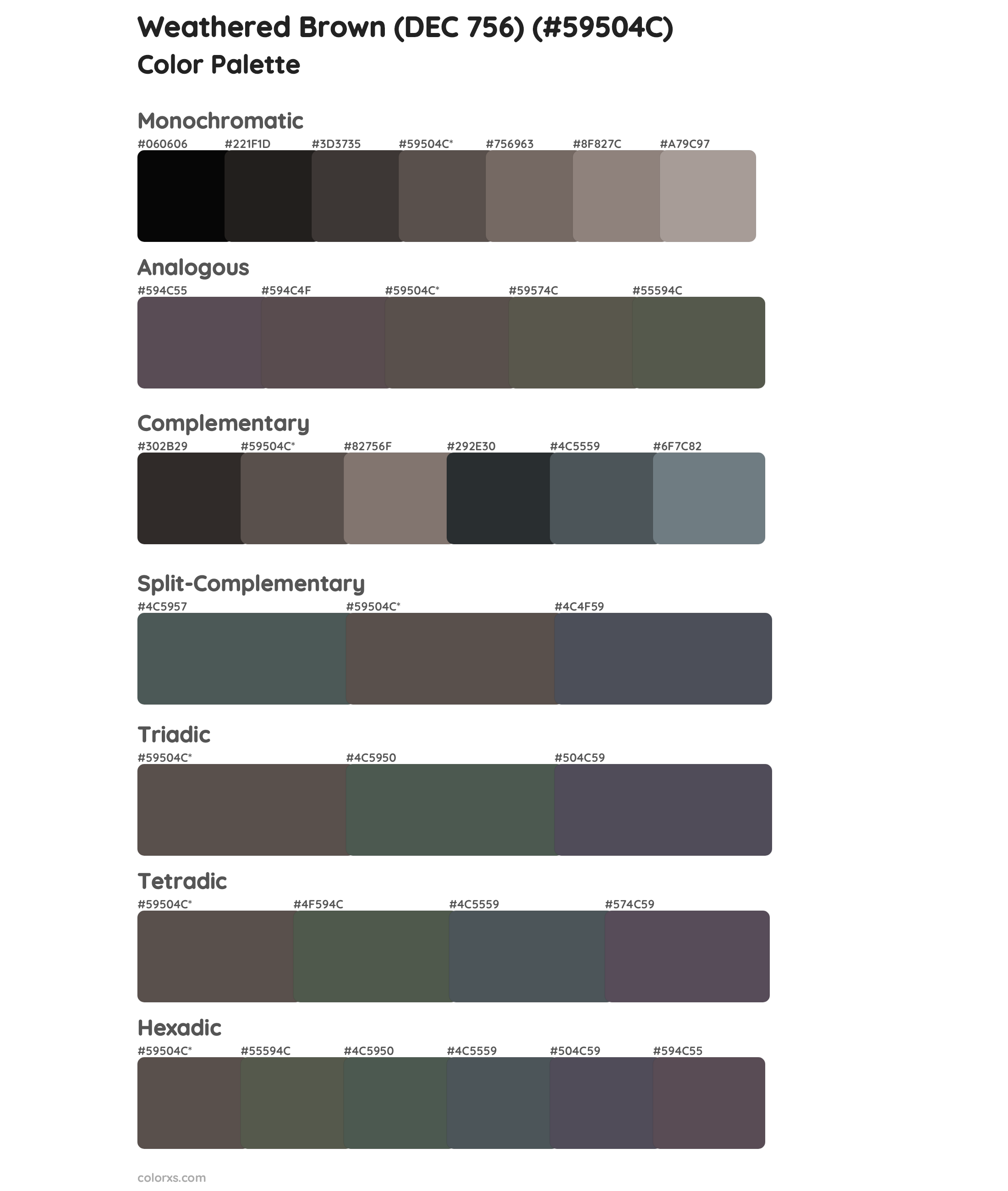 Weathered Brown (DEC 756) Color Scheme Palettes